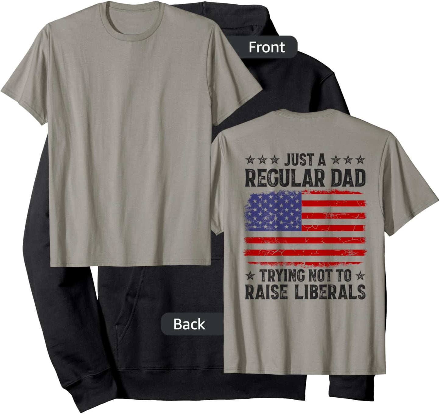 Just A Regular Dad Trying Not To Raise Liberals On Back Hoodie - Hoodie | Black