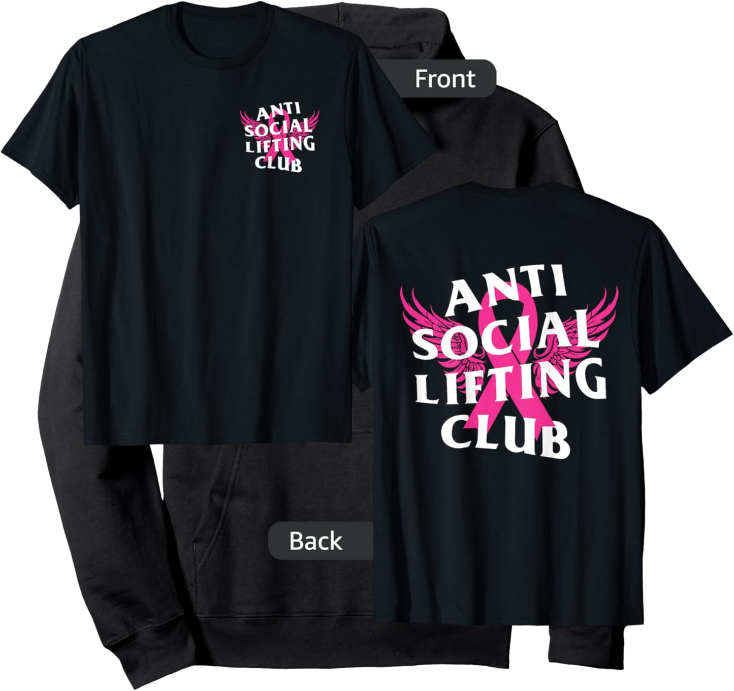 Anti Social Lifting Club: Breast Cancer Hoodie - Hoodie | Black