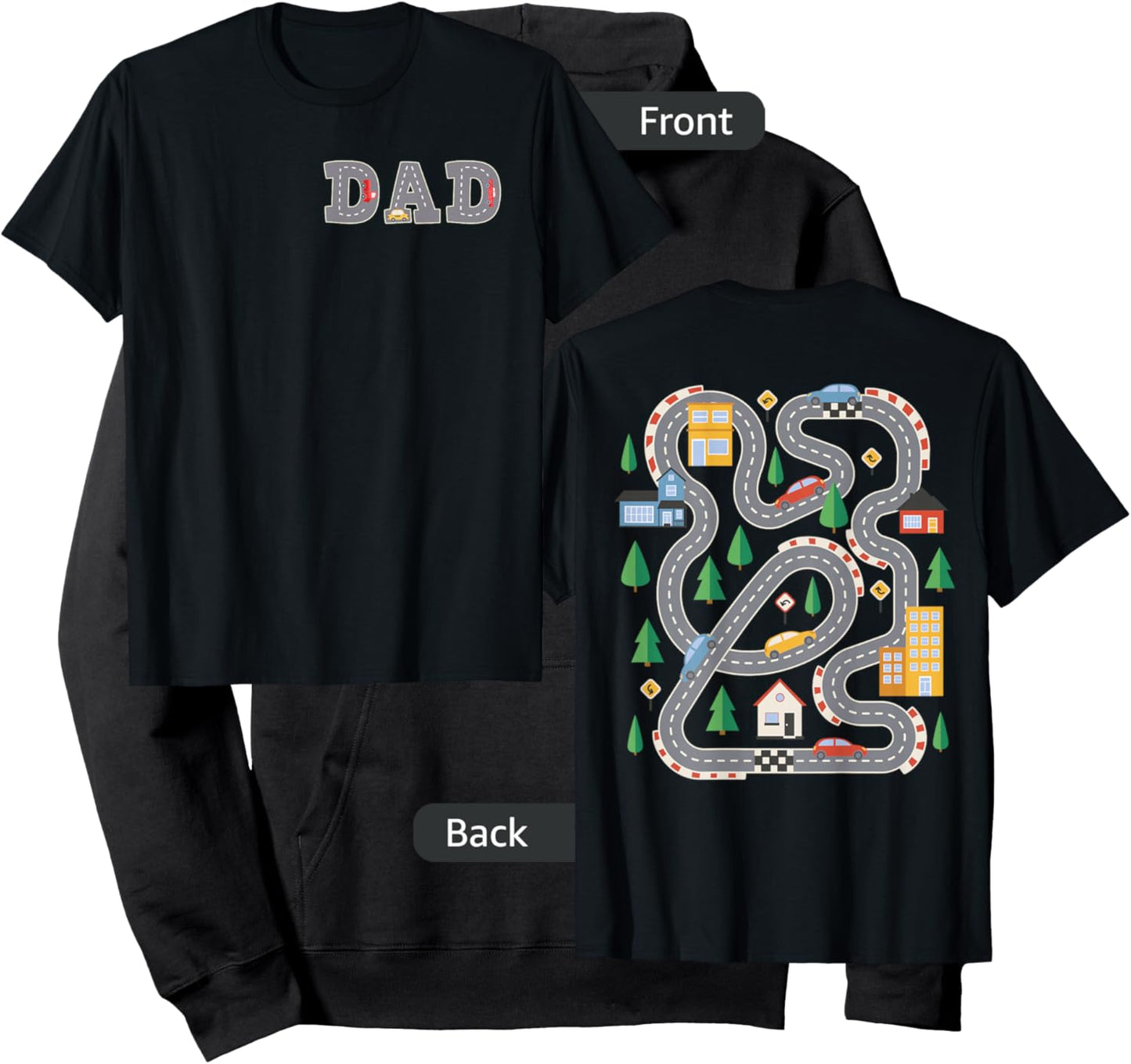 Cool Playmat Car Race Track On Back DAD Toddler (Two Side) Hoodie - Hoodie | Black