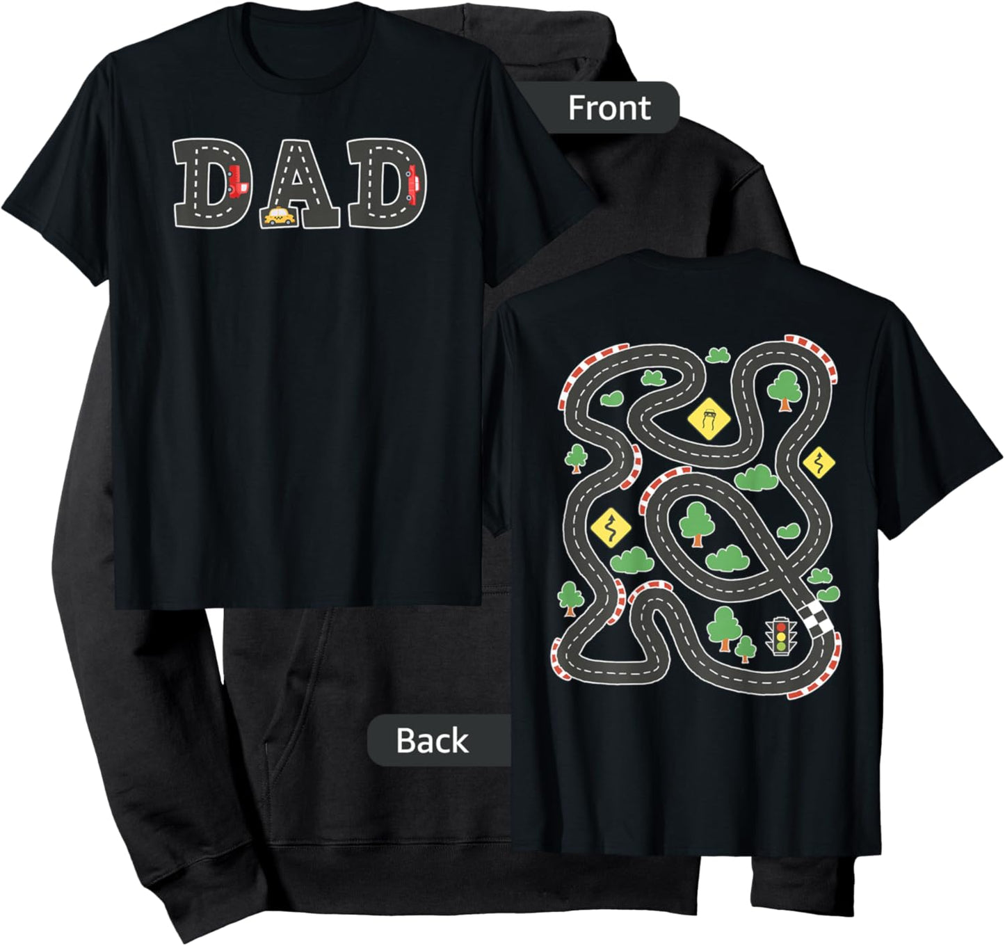 Cool Playmat Car Race Track On Back DAD Toddler Hoodie - Hoodie | Black
