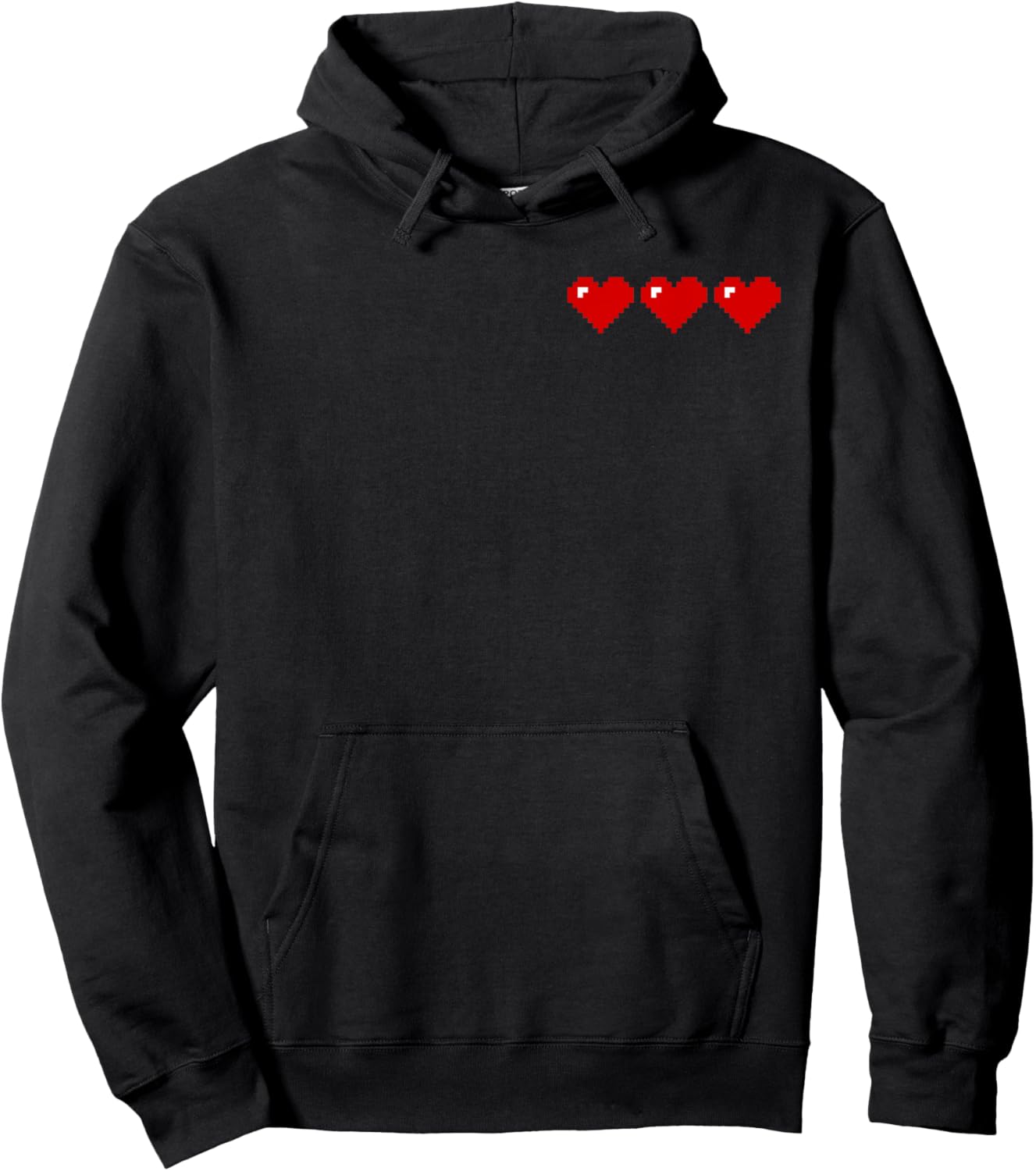 Retro Pixel Hearts Hoodie - Hoodie | Black