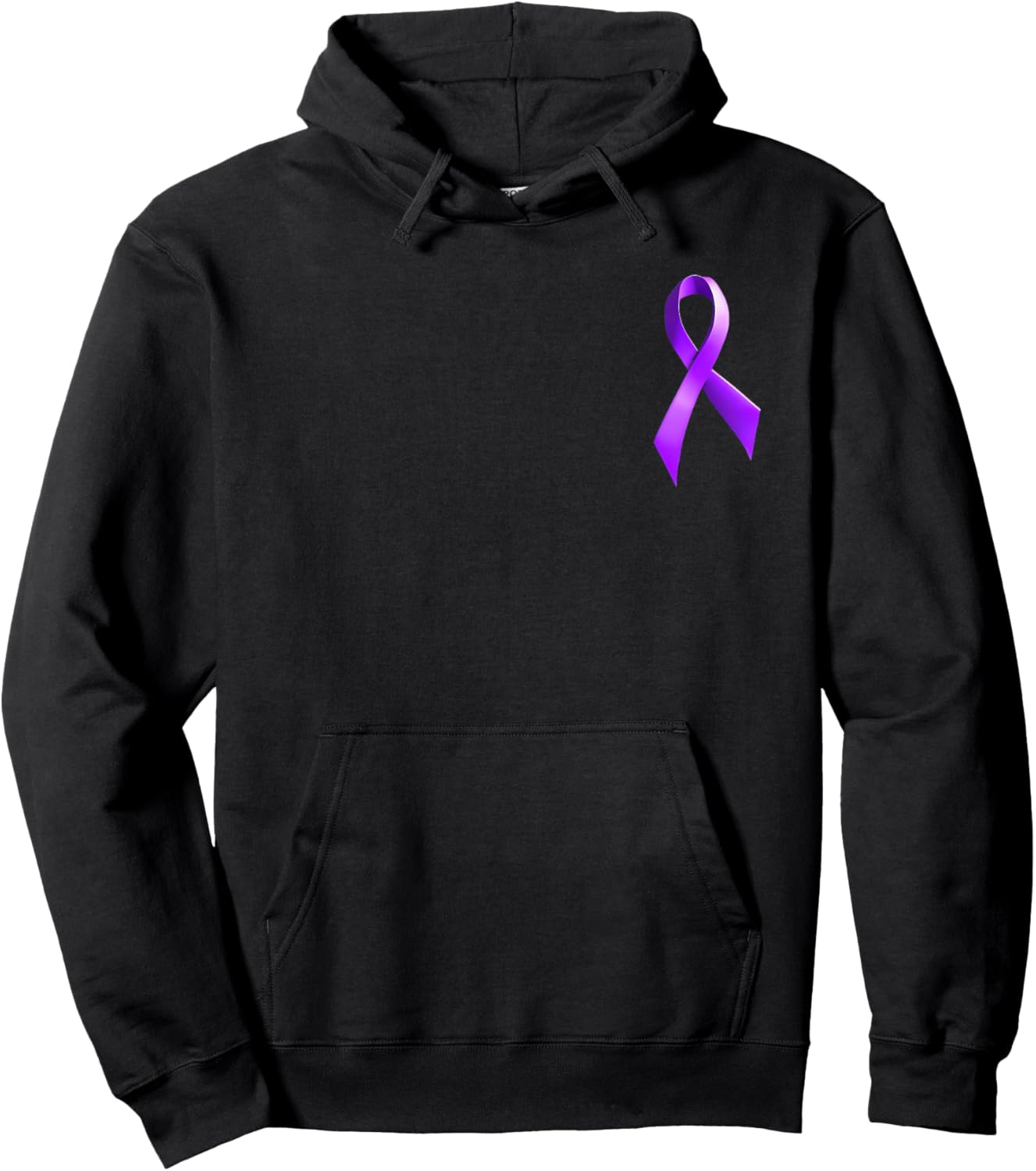 Pancreatic Cancer Purple Ribbon Hoodie - Hoodie | Black