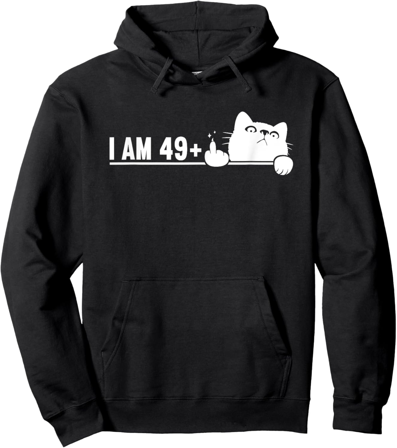 I Am 49 Plus 1 Middle Finger For A 50th Birthday cat mom dad Women Hoodie - Hoodie | Black