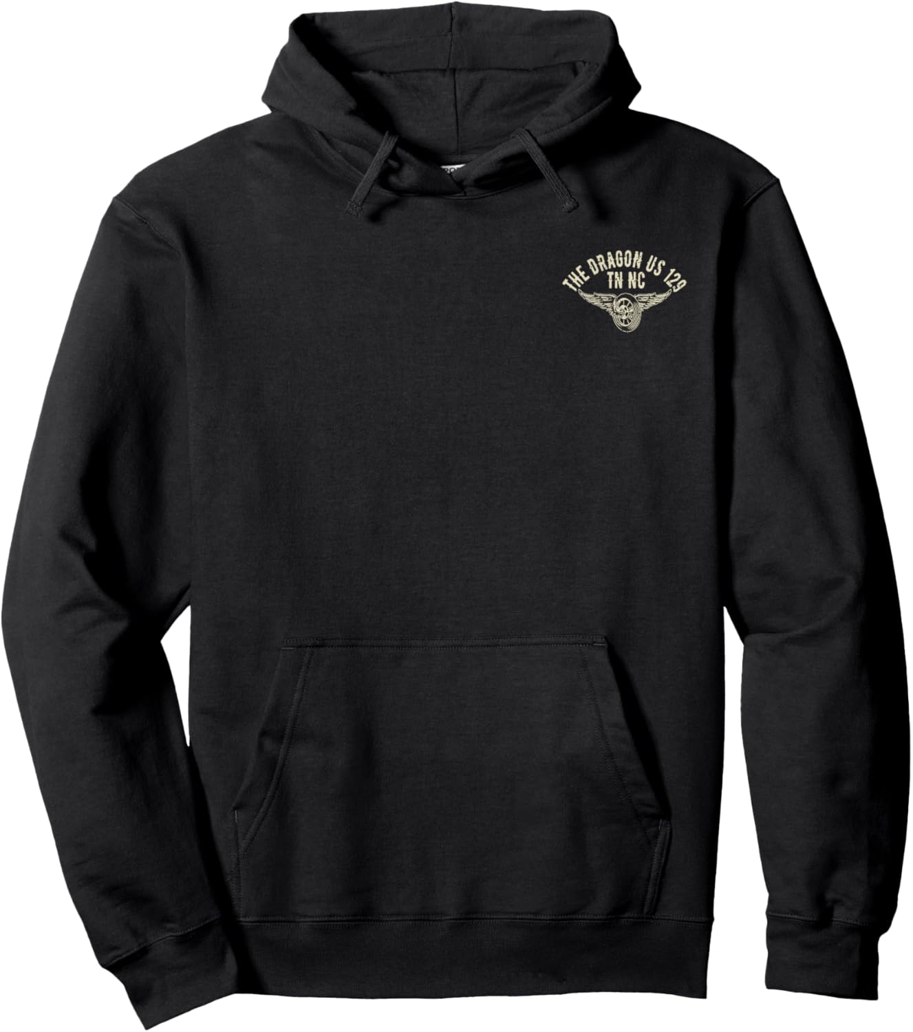The Dragon US-129 TN NC USA Motorcycle Distressed Design Hoodie - Hoodie | Black