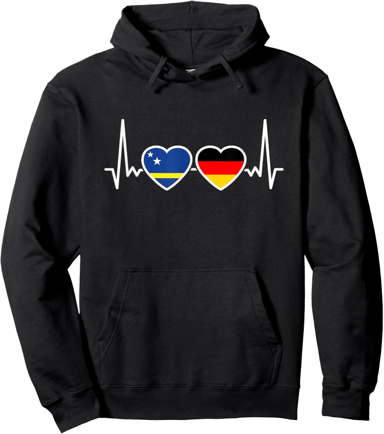 Curaçao Deutschland Herzschlag Flagge Hoodie - Hoodie | Black