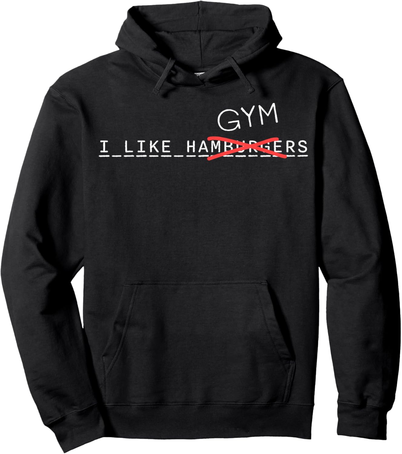 I Like Gym Not Burgers Funny Fitness Crossed-Out Word Design Hoodie - Hoodie | Black