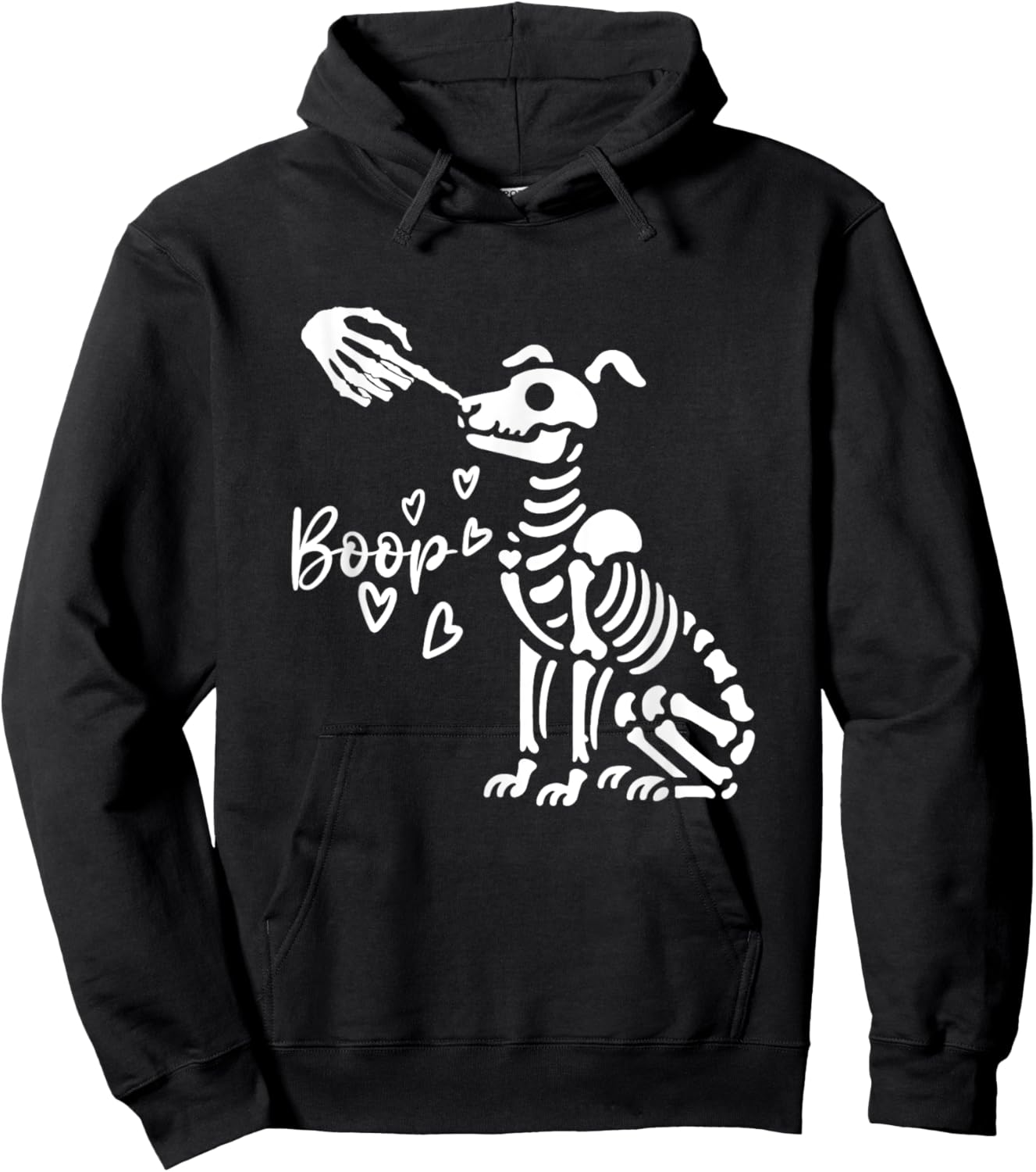 Retro Cute Skeleton Hand Boop Dog Funny Halloween Hoodie - Hoodie | Black