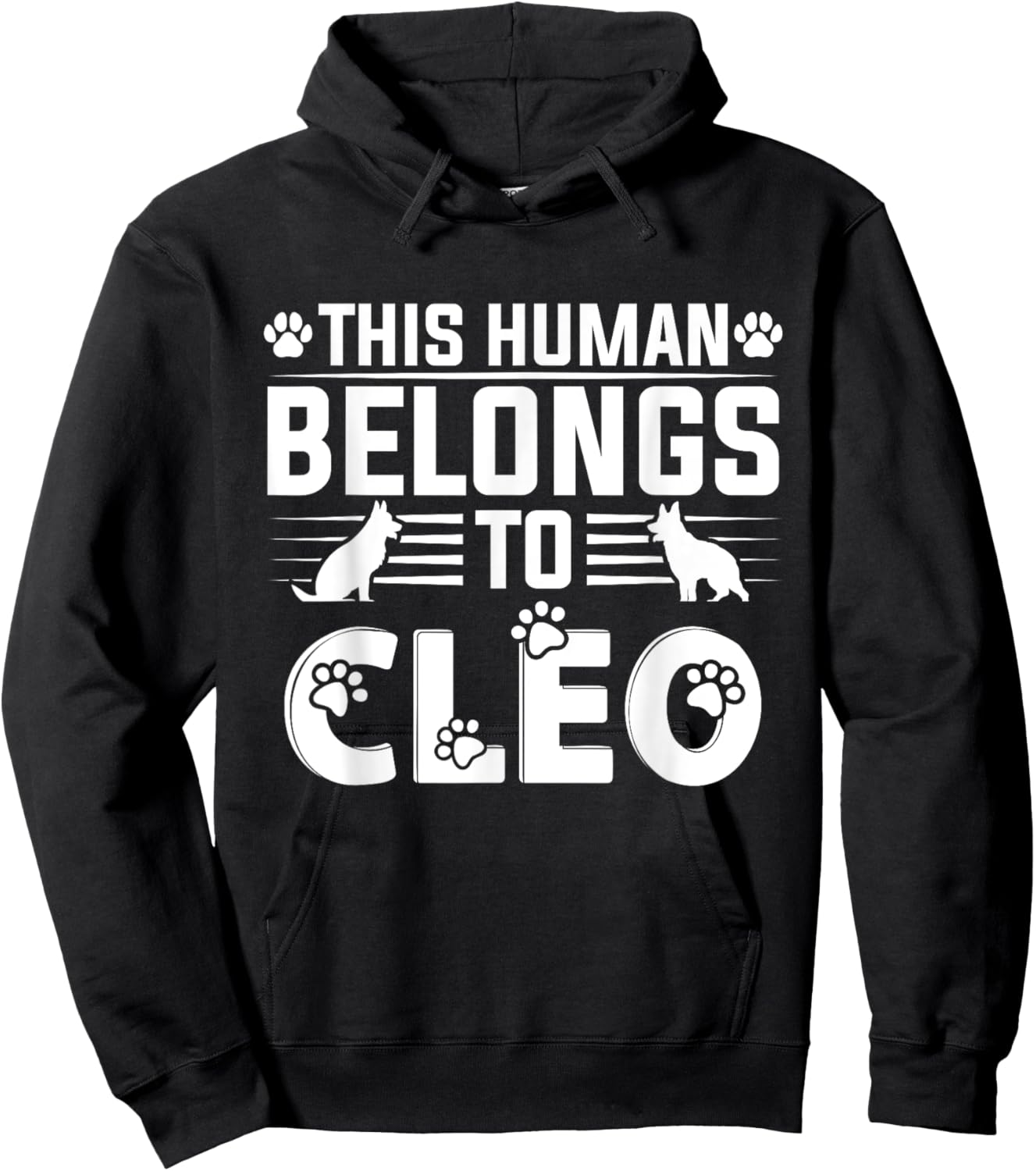 Dog Name Cleo Personalised Gift This Human Belongs To a Dog Hoodie - Hoodie | Black