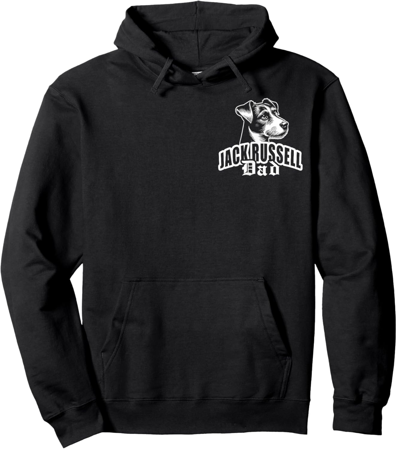 Jack Russell Dad with Cute Dog Head on Chest Hoodie - Hoodie | Black