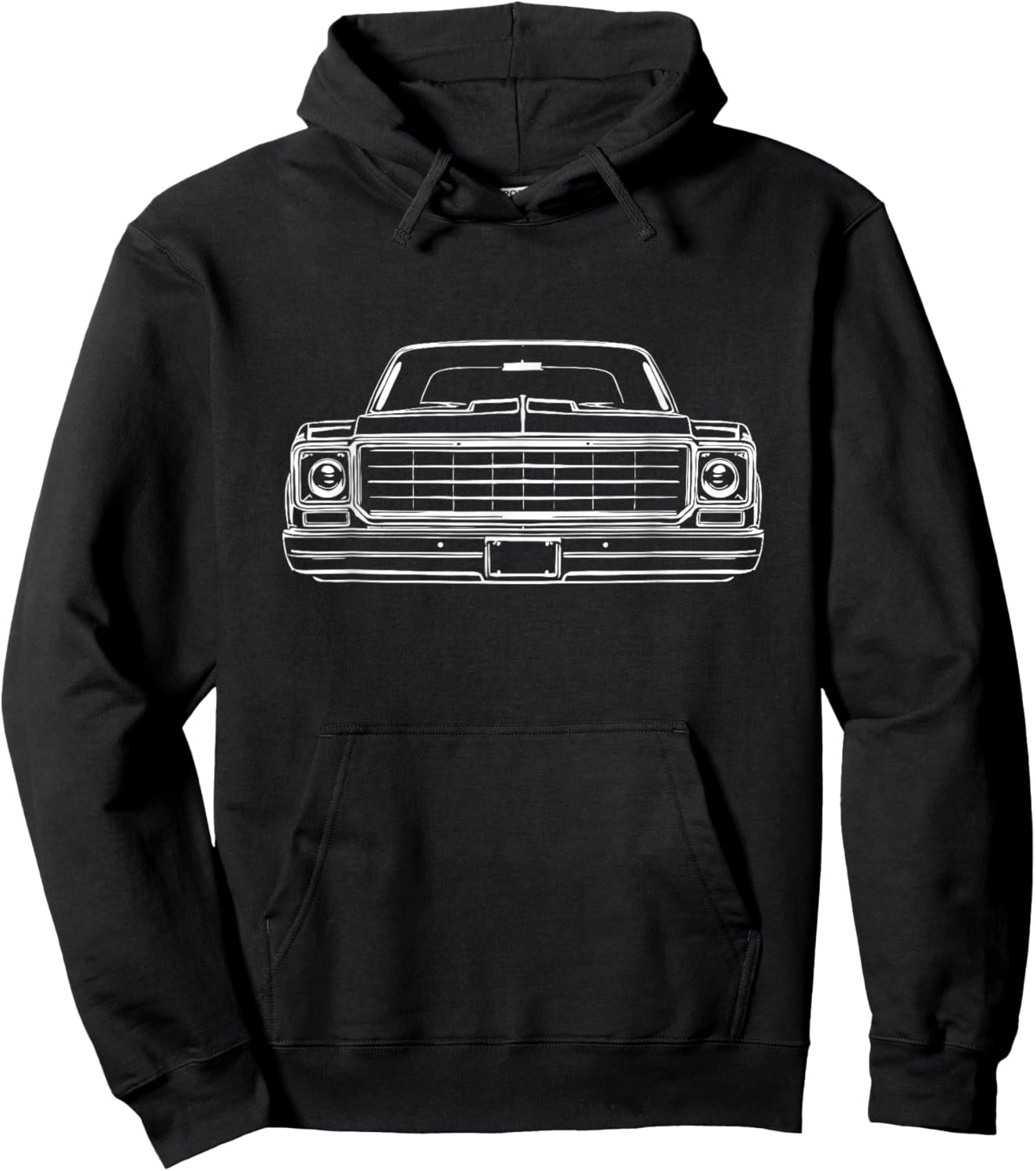 73-87 Squarebody Grill Silhouette Round Eye Squarebody Truck Hoodie - Hoodie | Black