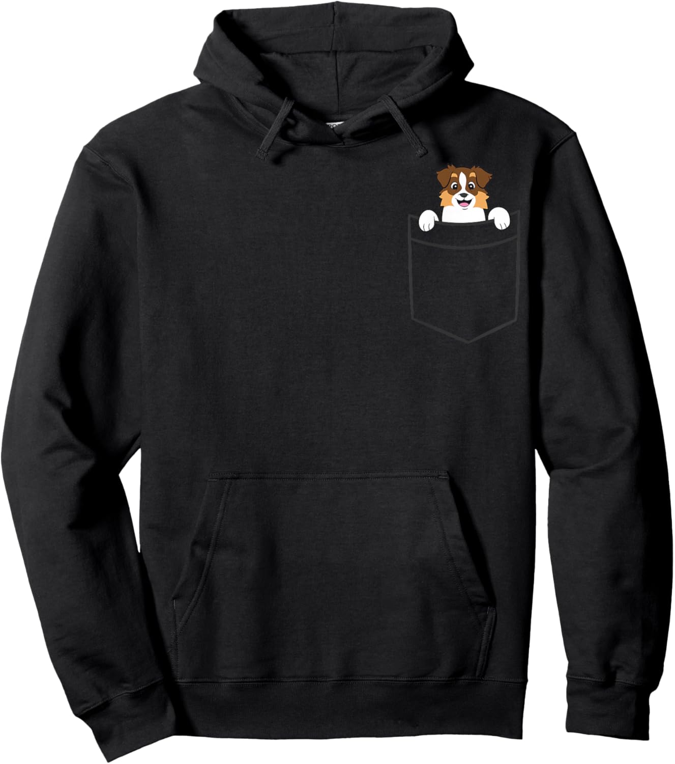 Aussie In The Pocket Cute Australian Shepherd Dog Hoodie - Hoodie | Black