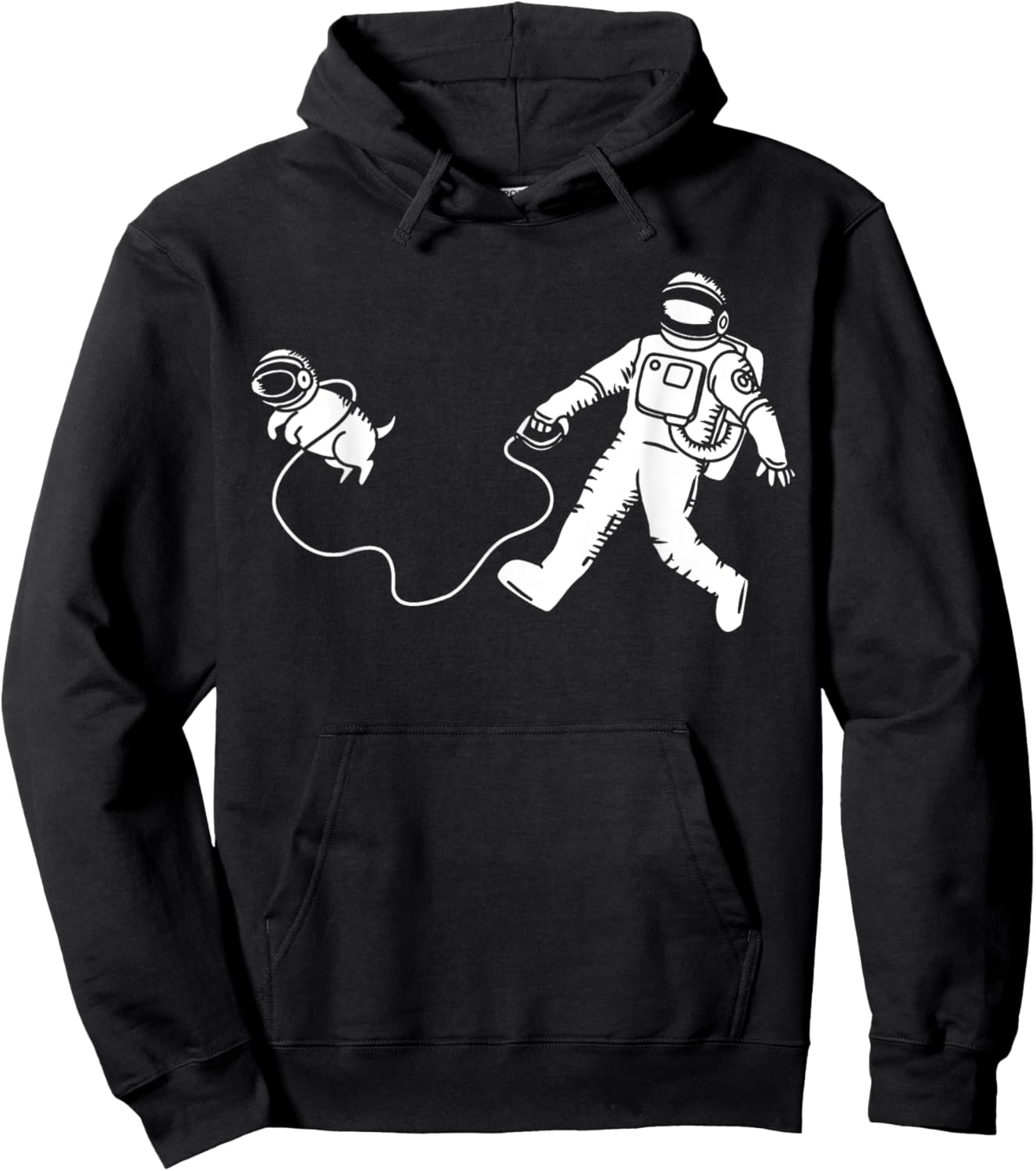 Funny Astronaut Walking Space Dog Science Outer Space Hoodie - Hoodie | Black