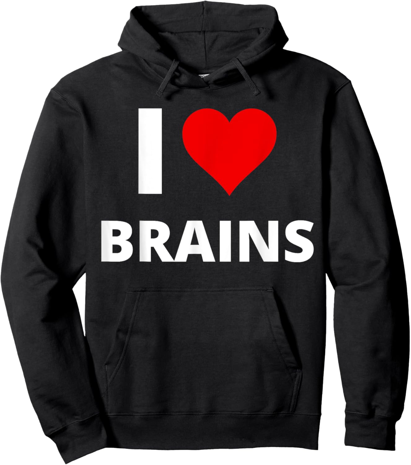 I Love Brains, With A Red Heart - Zombie Hoodie - Hoodie | Black