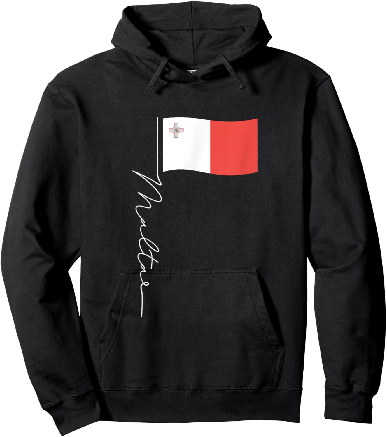 Malta Signature Flag Pole - Elegant Patriotic Maltese Flag Hoodie - Hoodie | Black