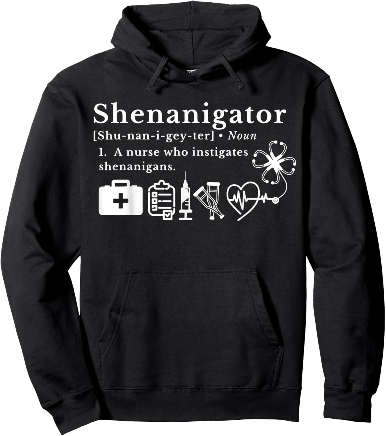 Shenanigator Definition RN Nursing Shamrock St Patrick's Day Hoodie - Hoodie | Black
