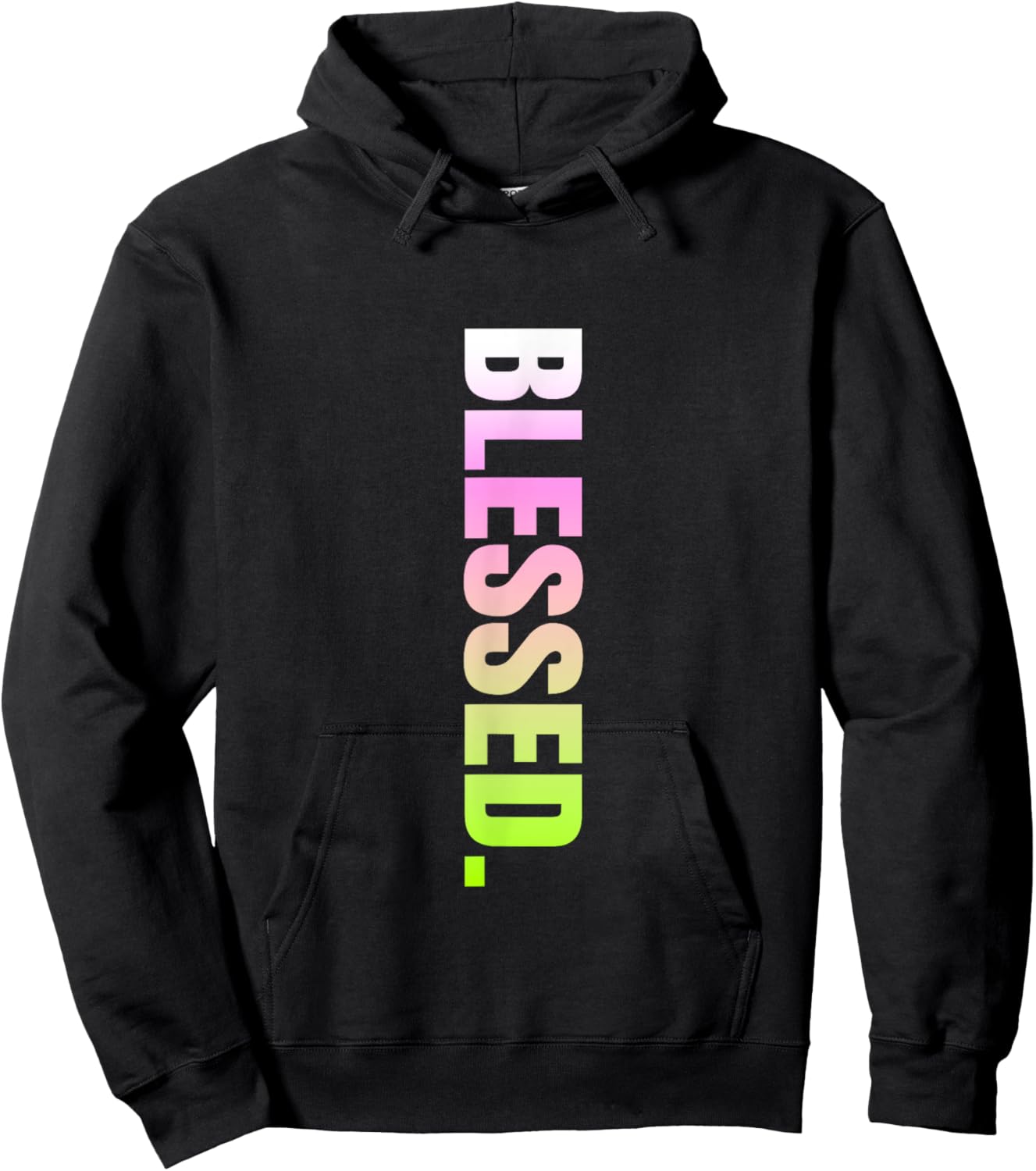 Pink and Green Blessed. Vertical Green and Pink Graphic Hoodie - Hoodie | Black