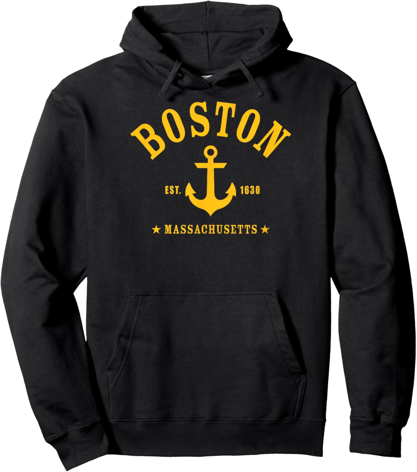 BOSTON MA Nautical Design W. Anchor / Est. 1630 Hoodie - Hoodie | Black