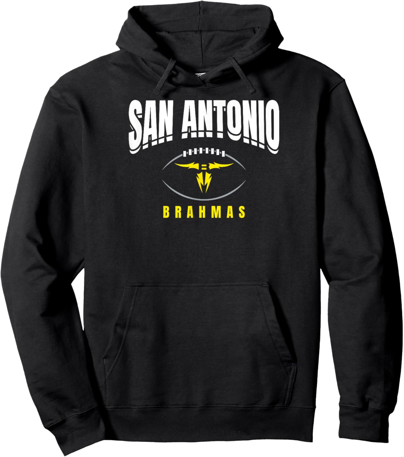 San Antonio Brahmas: Football Outline Hoodie - Hoodie | Black