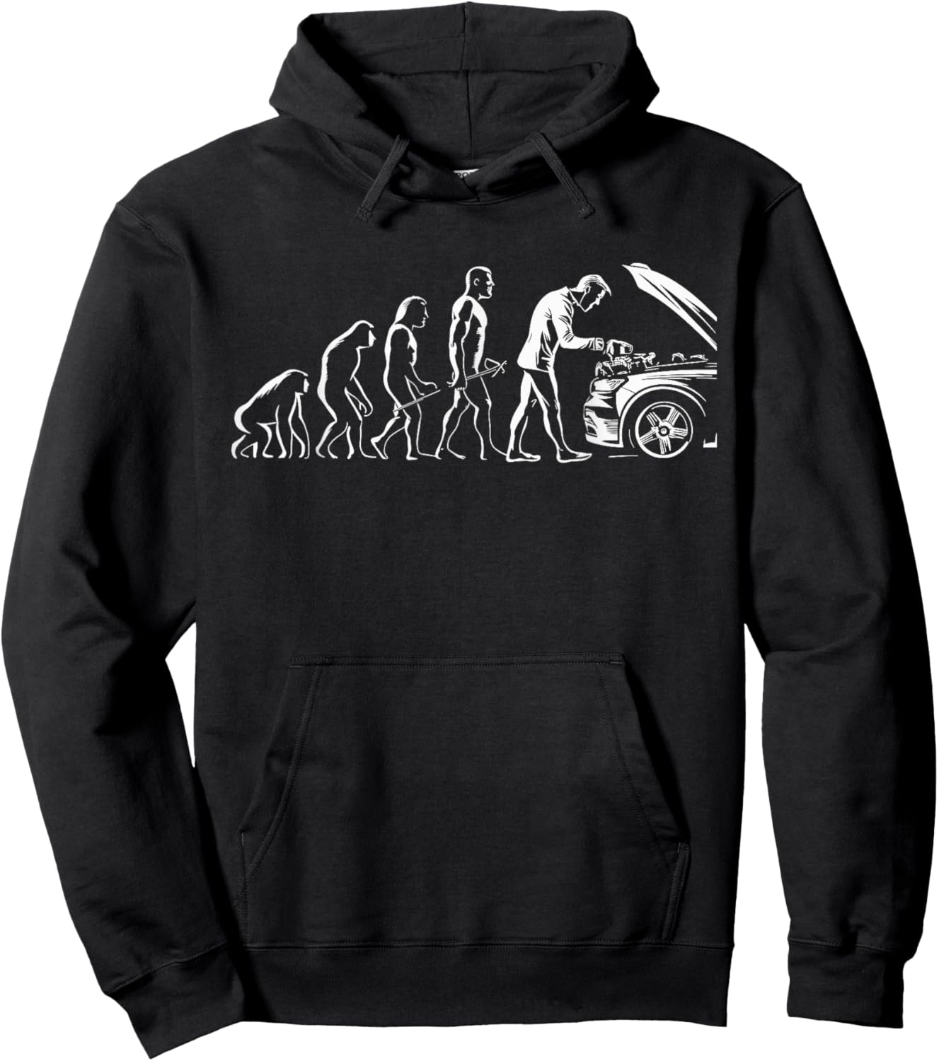 Evolution of Man Mechanic Car Lovers Car Engine Hoodie - Hoodie | Black