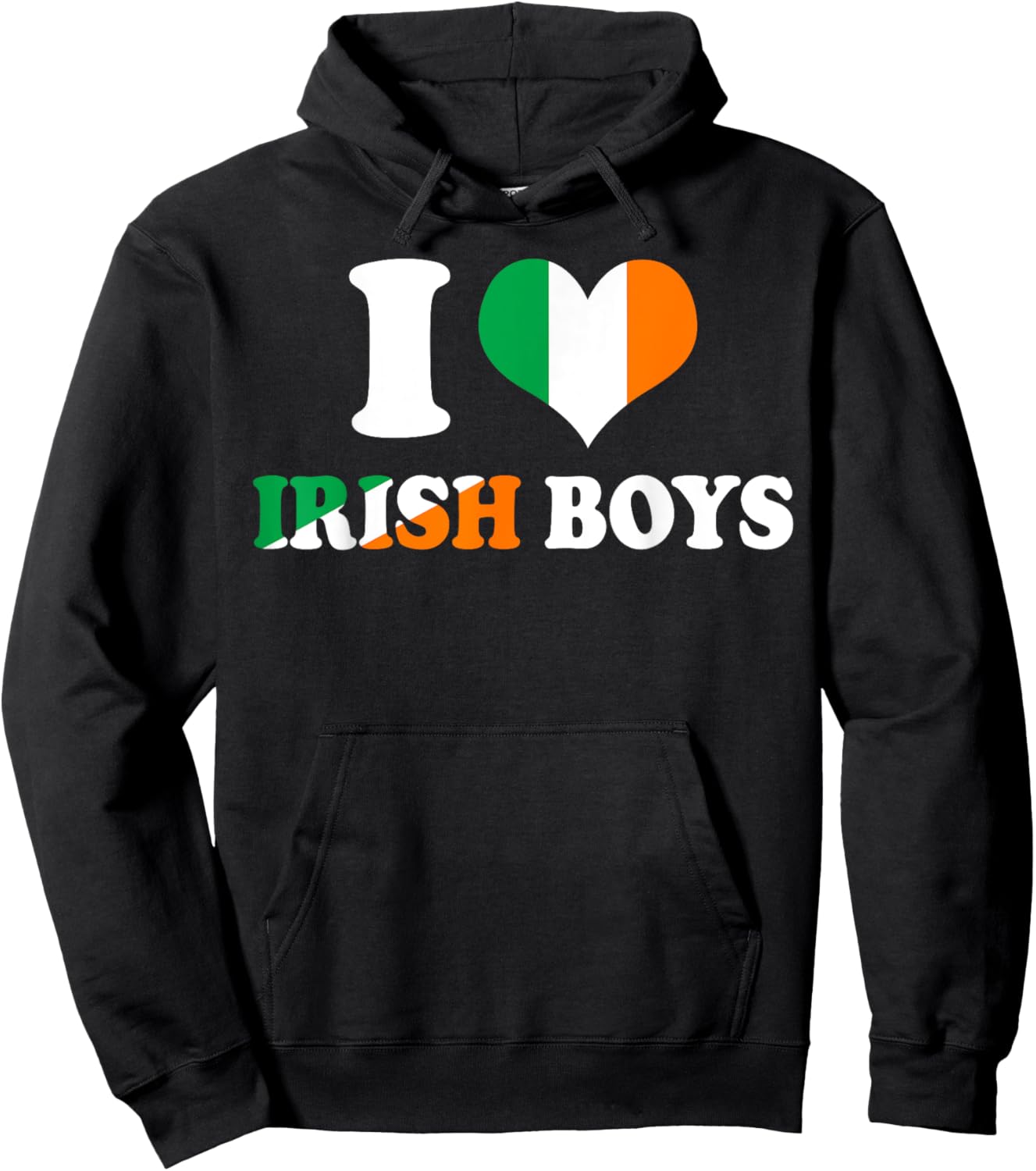 I Love Irish Boys Ireland Flag Heart St Patrick's Day Hoodie - Hoodie | Black