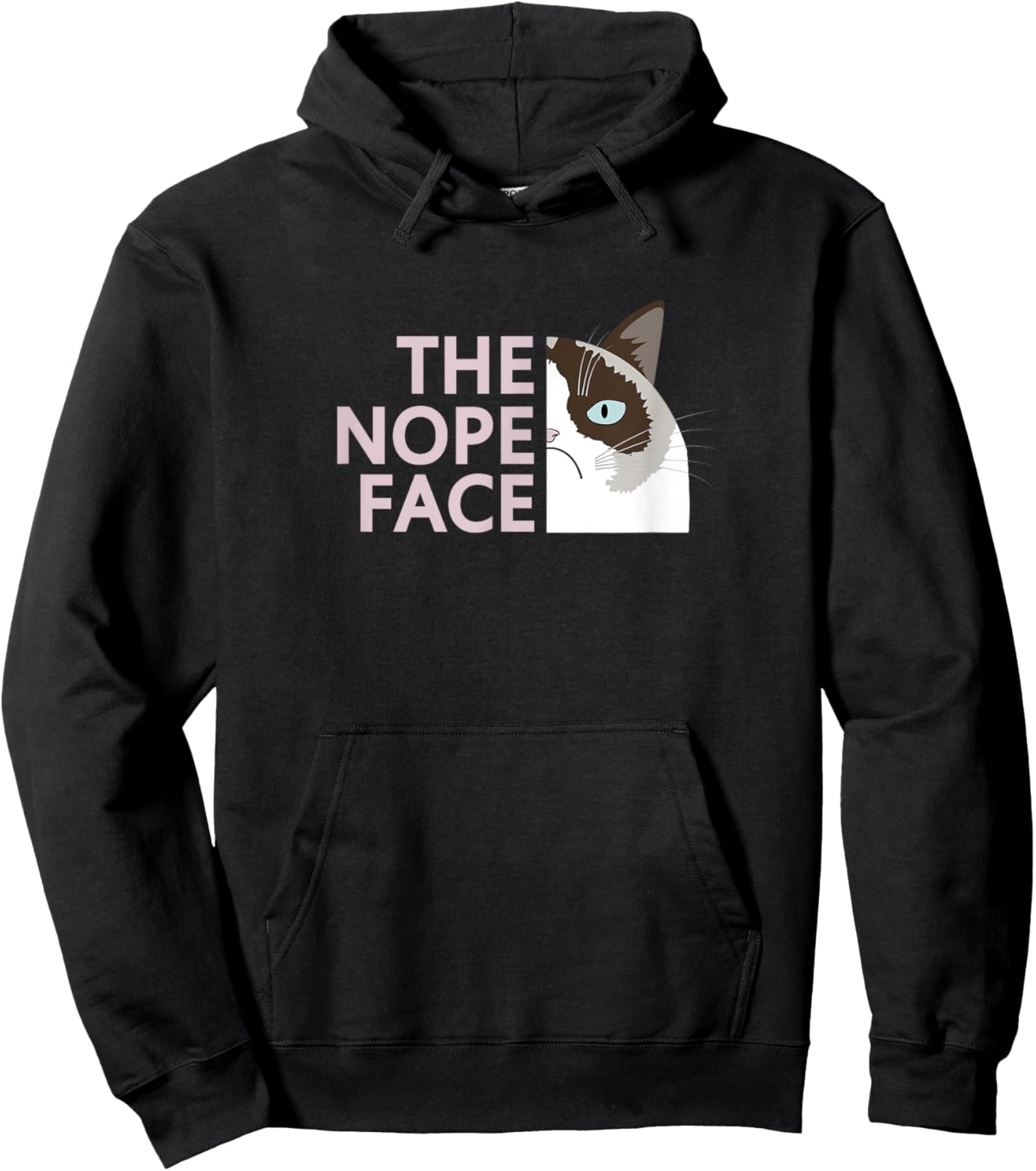 Funny Nope Cat Meme,Not Very Amused,Sarcasm Sarcastic Humor Men Women Girls Kids Hoodie - Hoodie | Black
