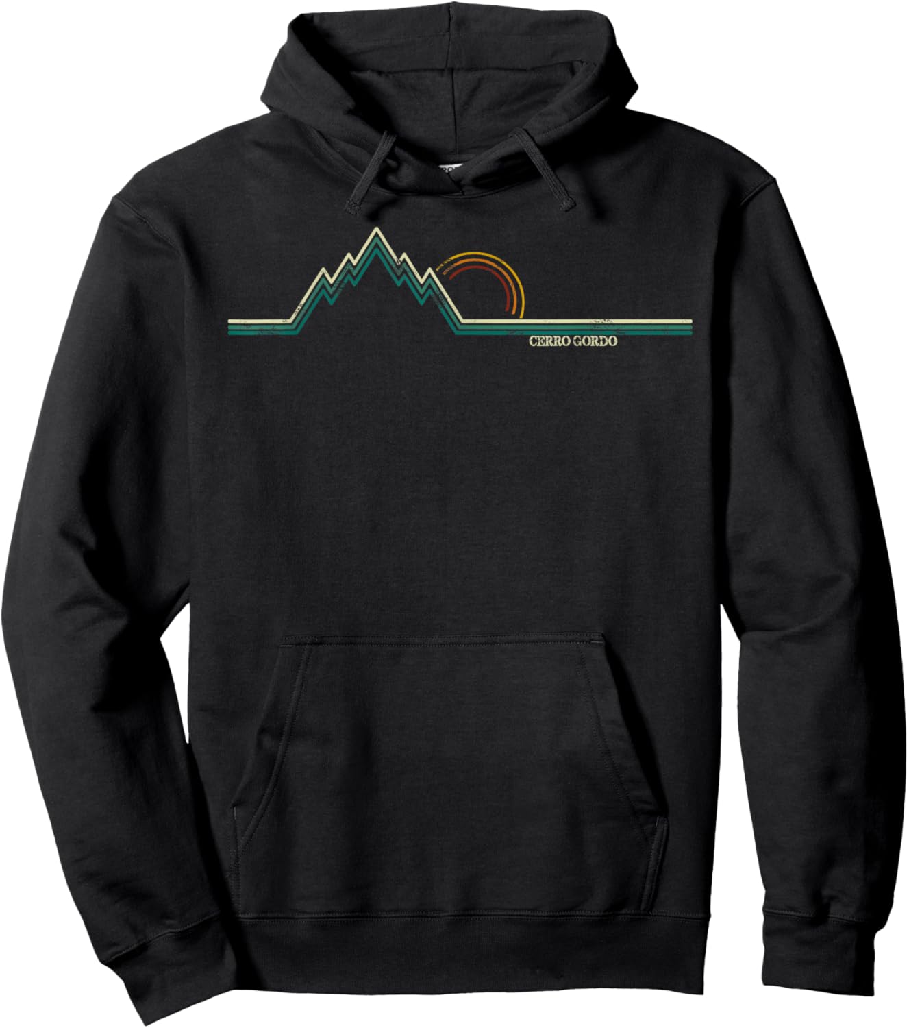 Retro Cerro Gordo, California Summer Hiking Hoodie - Hoodie | Black