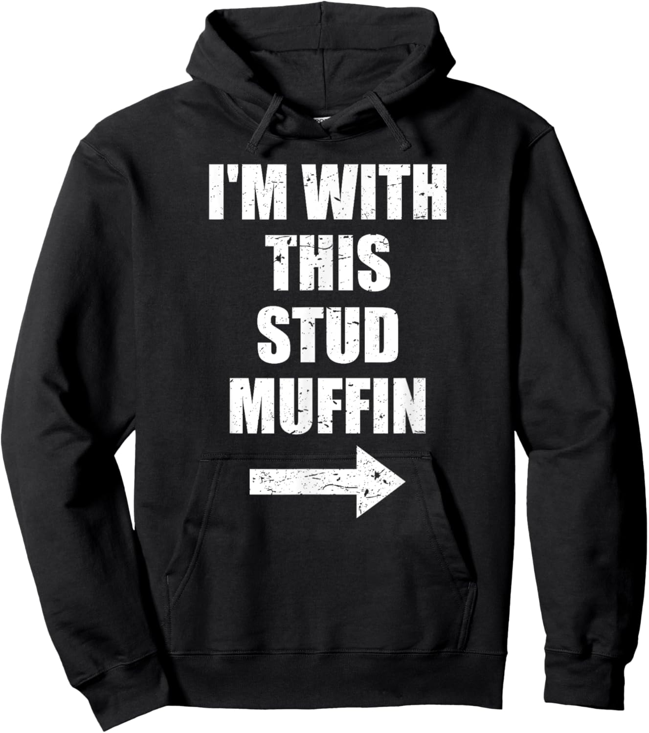 I'm With This Stud Muffin Pointing Arrow Hoodie - Hoodie | Black