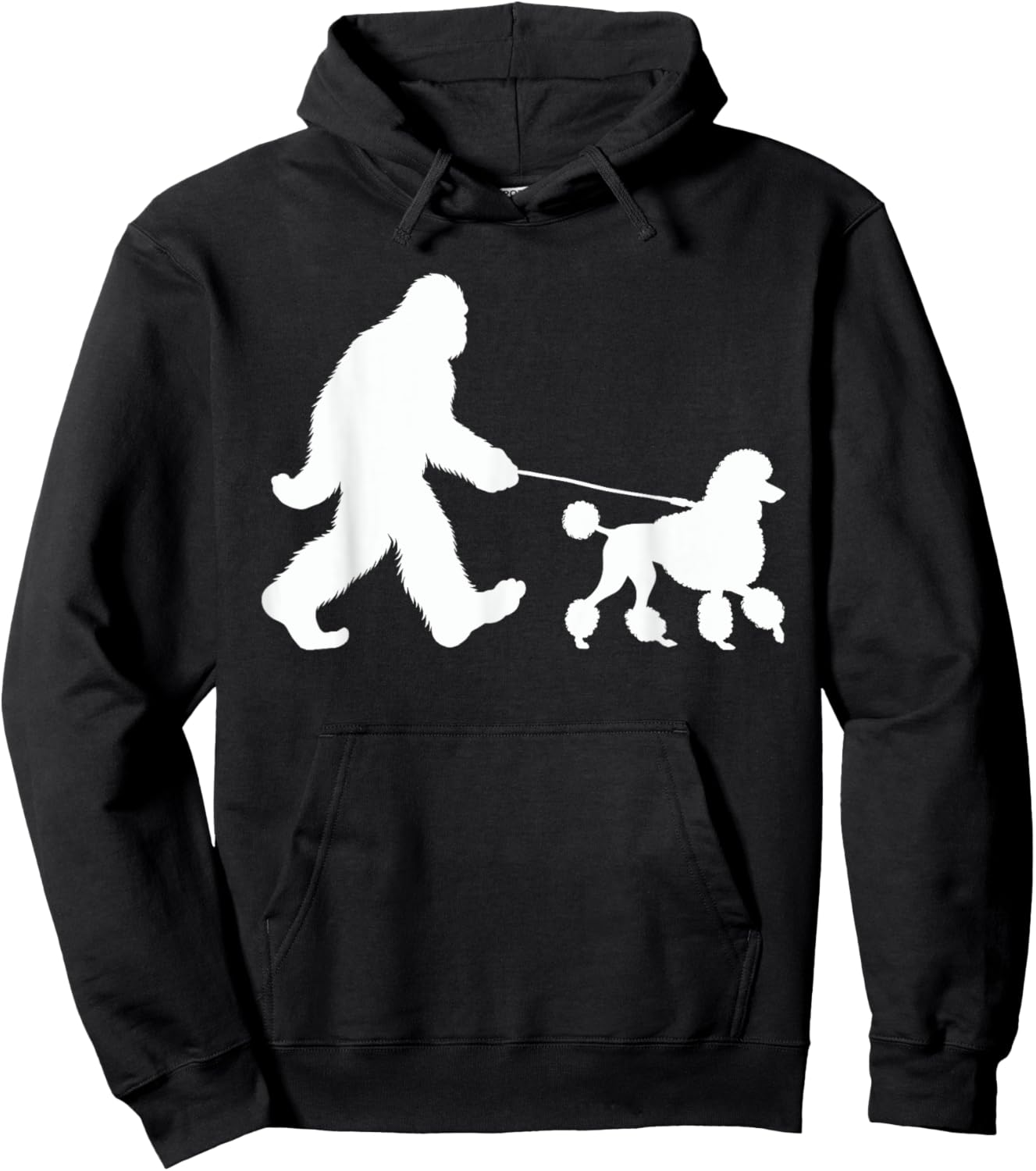 Bigfoot Walking a Dog Funny Standard Poodle Lovers Dog Dad Hoodie - Hoodie | Black