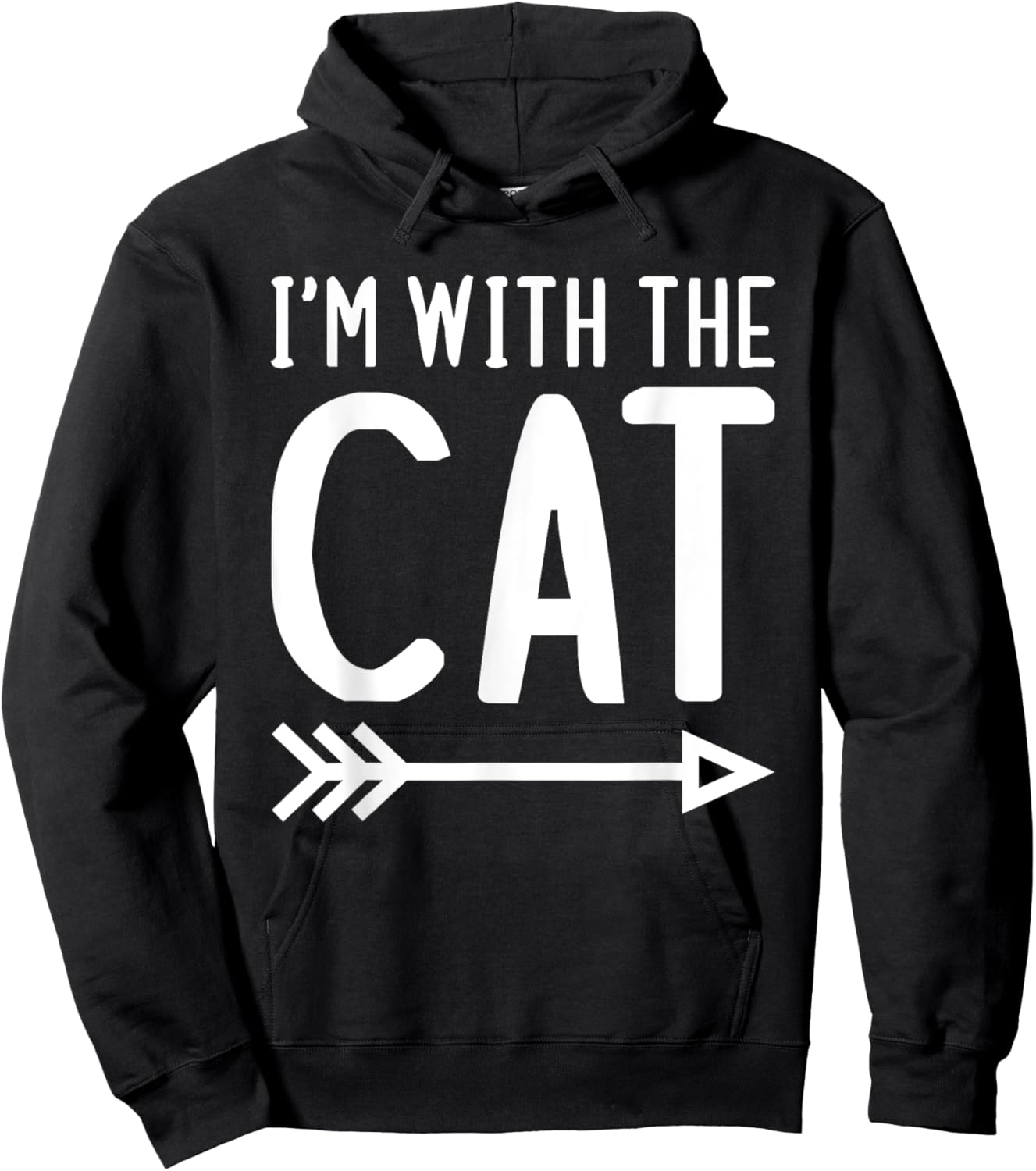 I'm With The Cat Funny Matching Halloween Couple Costume Women Kids Hoodie - Hoodie | Black