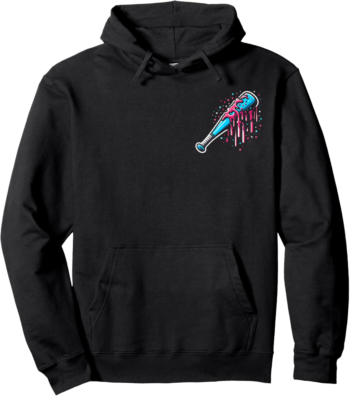 Baseball Home Plate Ice Cream Drip with Sprinkles 2 sides Hoodie - Hoodie | Black