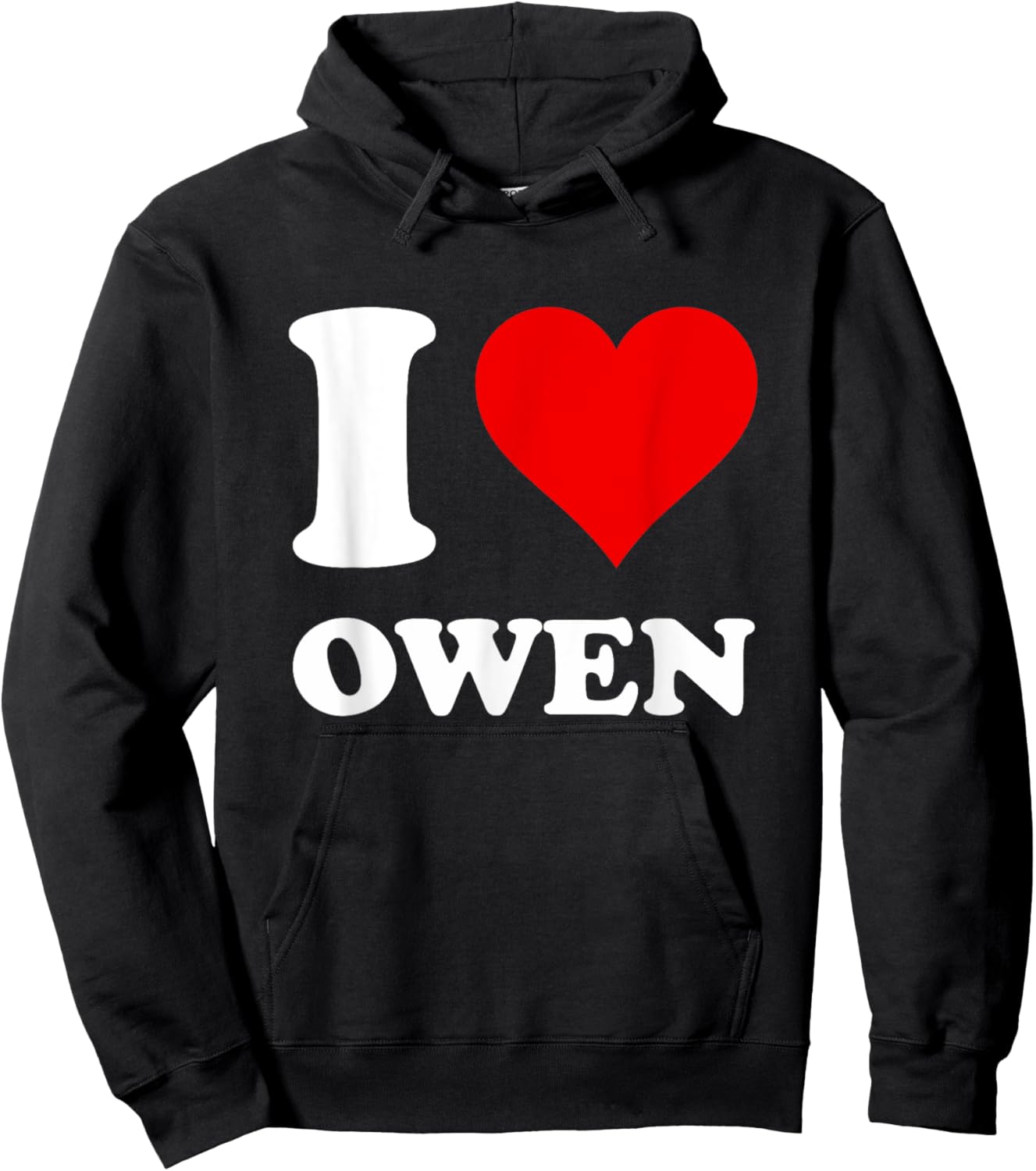 Red Heart I Love Owen Hoodie - Hoodie | Black