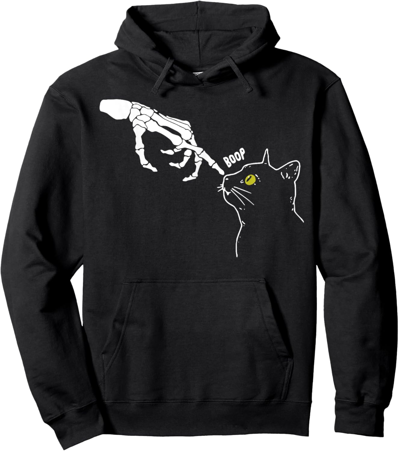 Halloween Skeleton Hand Cat Boop Funny Costume Cat Lovers Hoodie - Hoodie | Black