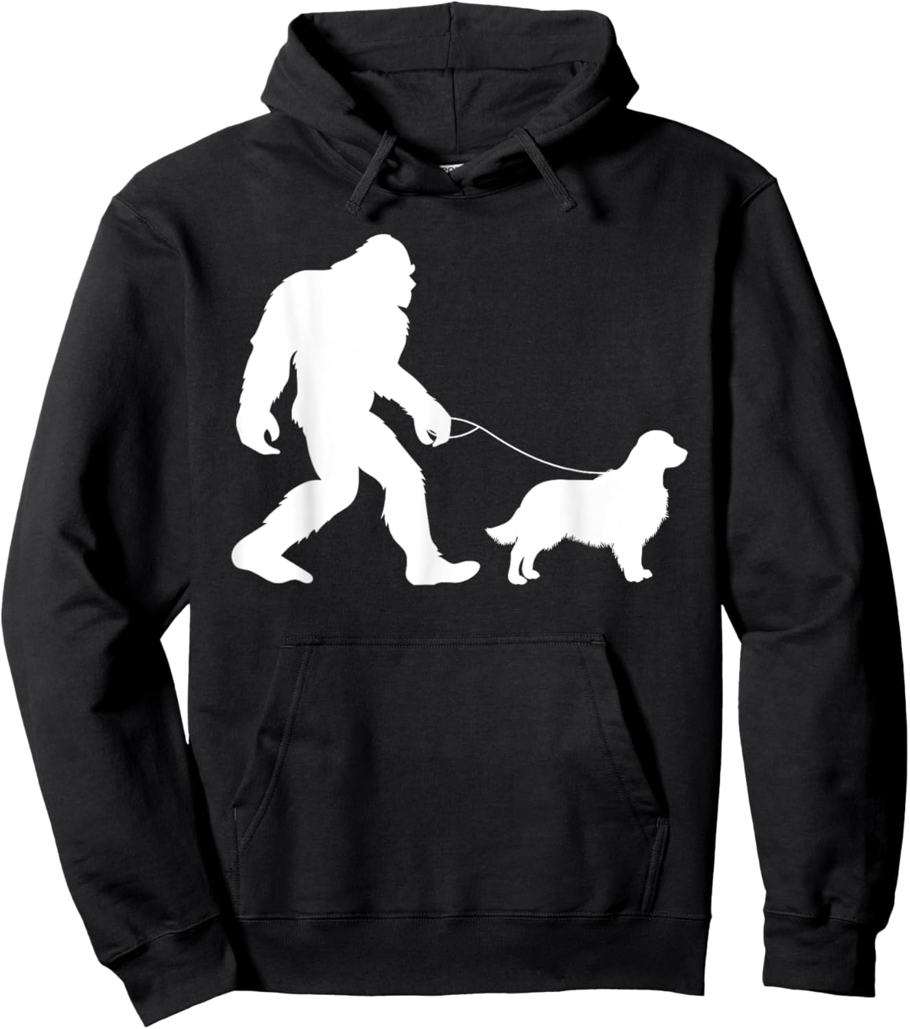 Fun Bigfoot Sasquatch Walking Golden Retriever Gag Gift Hoodie - Hoodie | Black