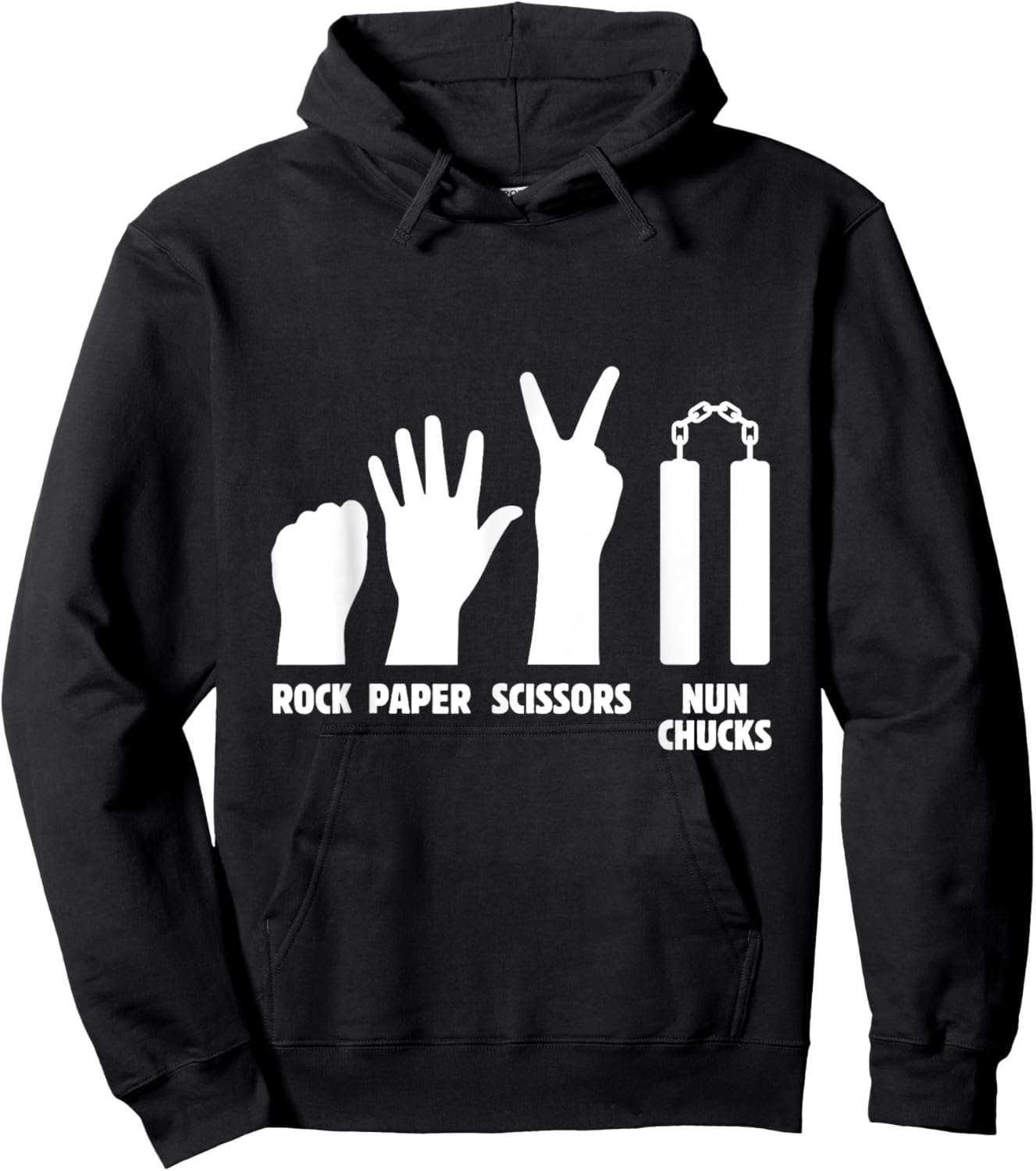 Rock Paper Scissors Nun Chucks | Martial Arts Weapon Hoodie - Hoodie | Black