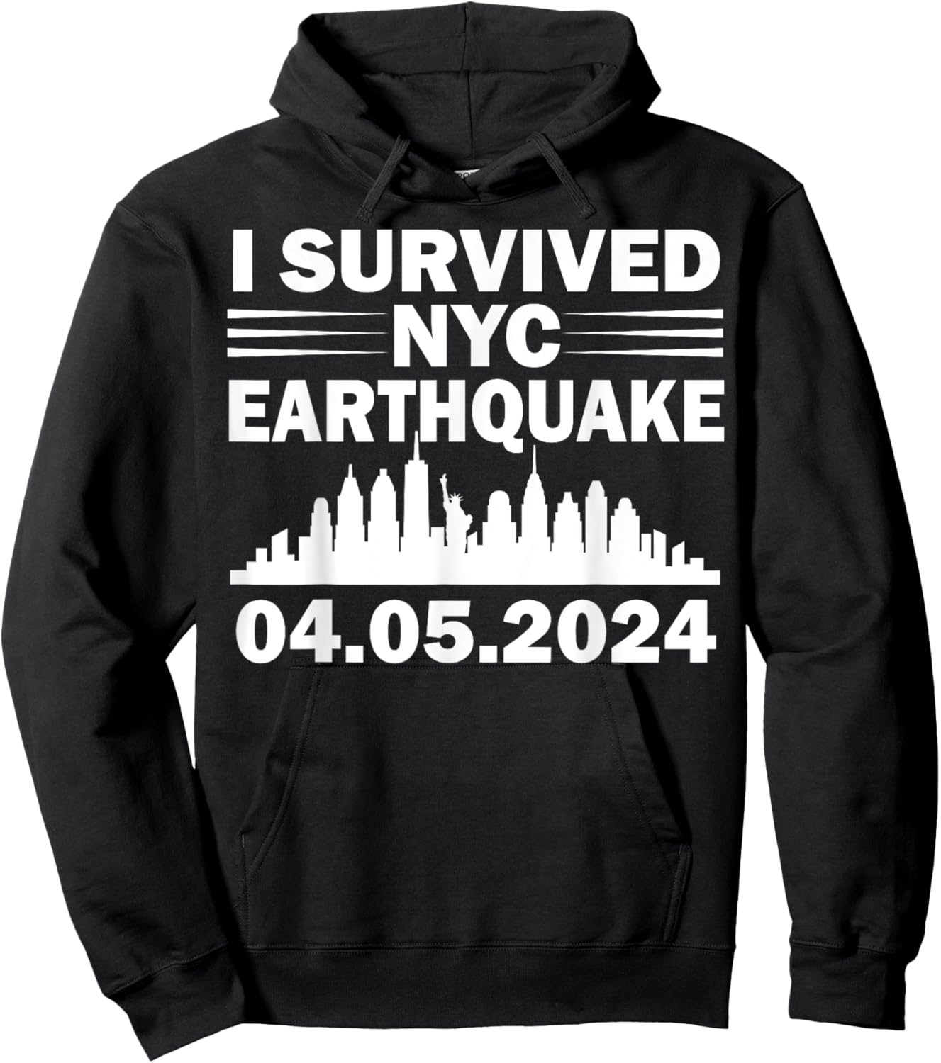 I Survived NYC New York 2024 Earthquake Funny Geology Joke Hoodie - Hoodie | Black