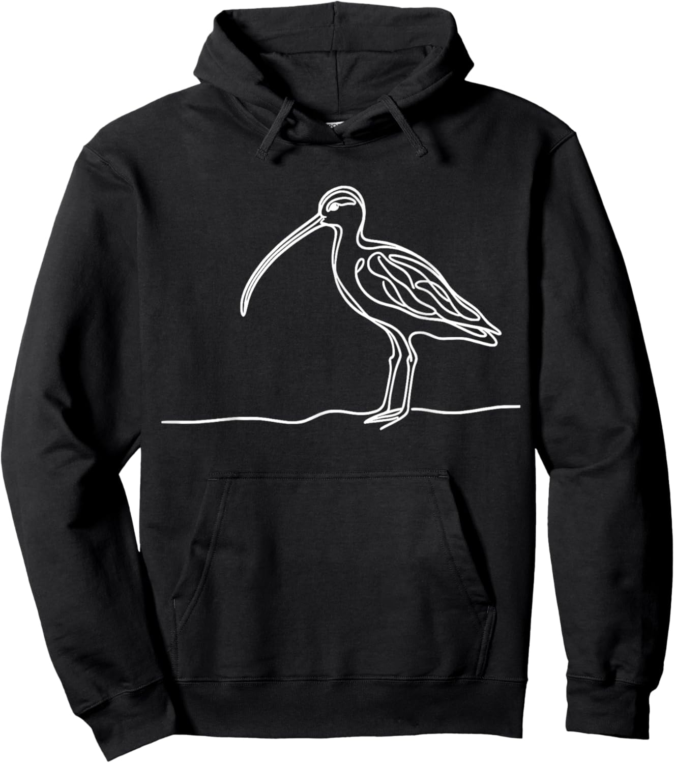 Line Art Bird & Ornithologist Long-Billed Curlew Hoodie - Hoodie | Black