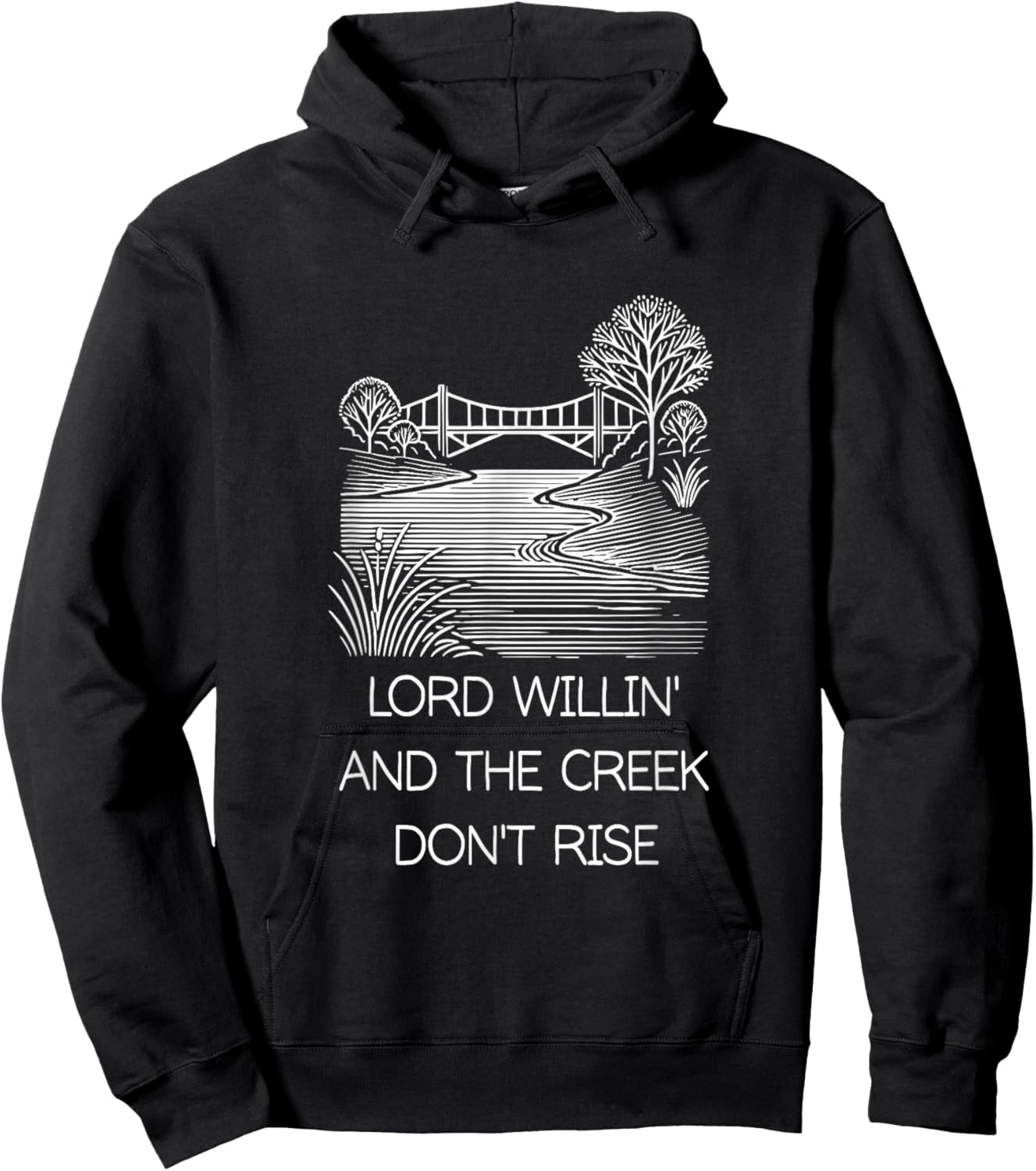 Lord Willing And Creek Don't Rise Christian Country Retro Hoodie - Hoodie | Black