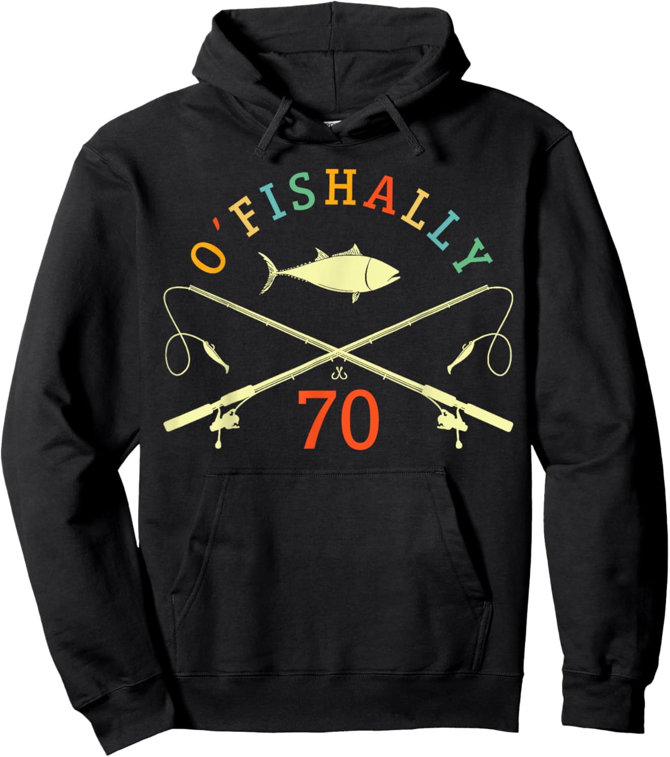 O-Fishally 70 Years Old Fisherman 70th Birthday Fishing Hoodie - Hoodie | Black