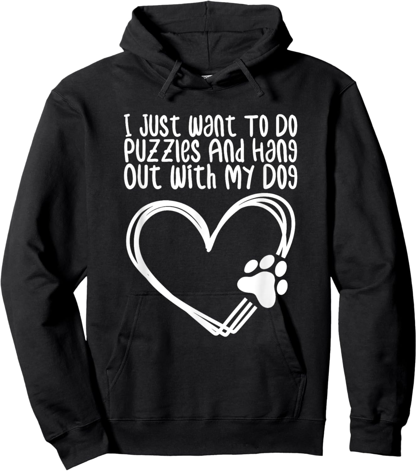Adults Black Short Sleeve Small I Just Want To Do Puzzles And Hang Out With My Dog Hoodie - Hoodie | Black