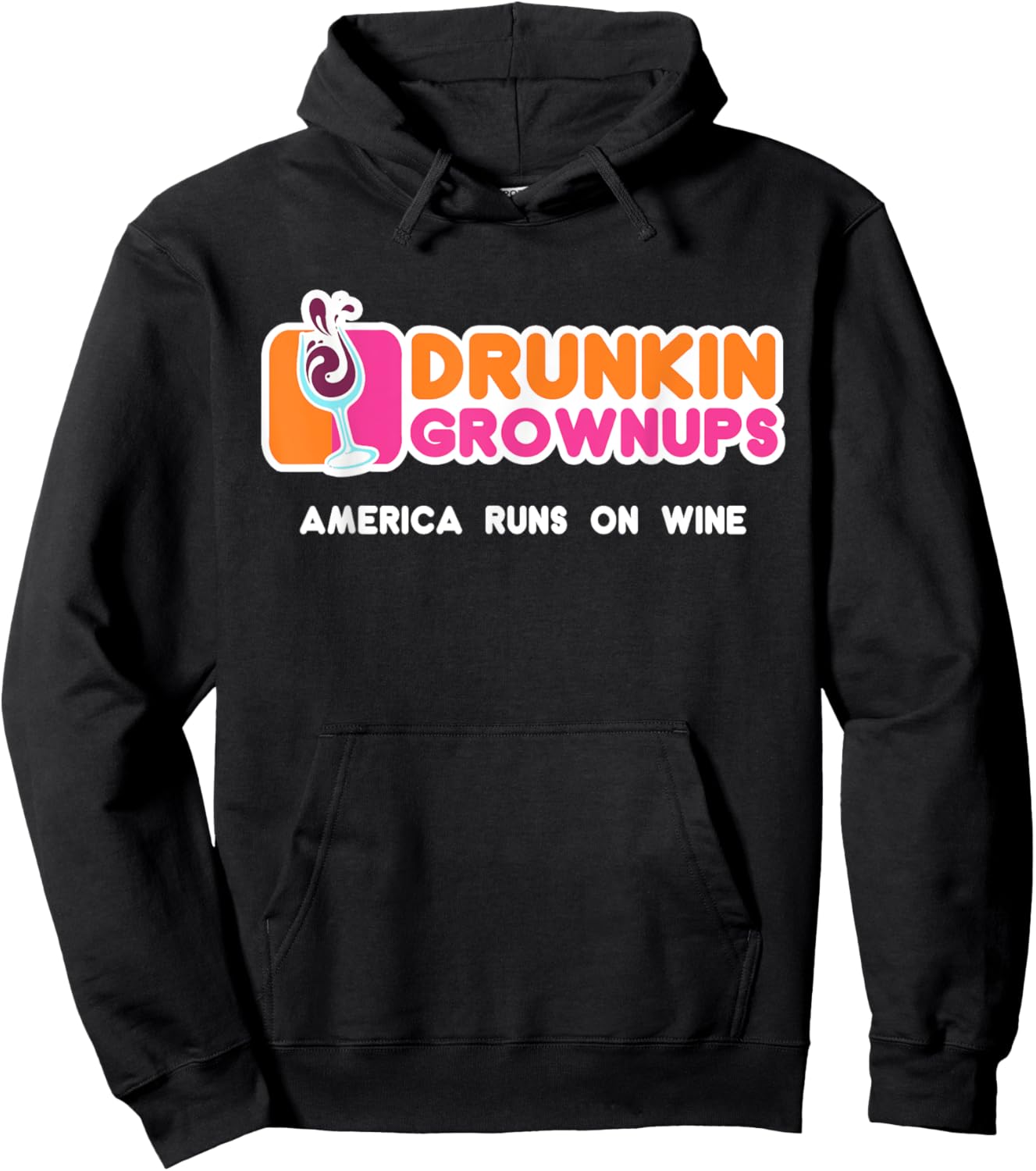 Drunkin Grownups for Wine Lovers America Runs on Wine Hoodie - Hoodie | Black