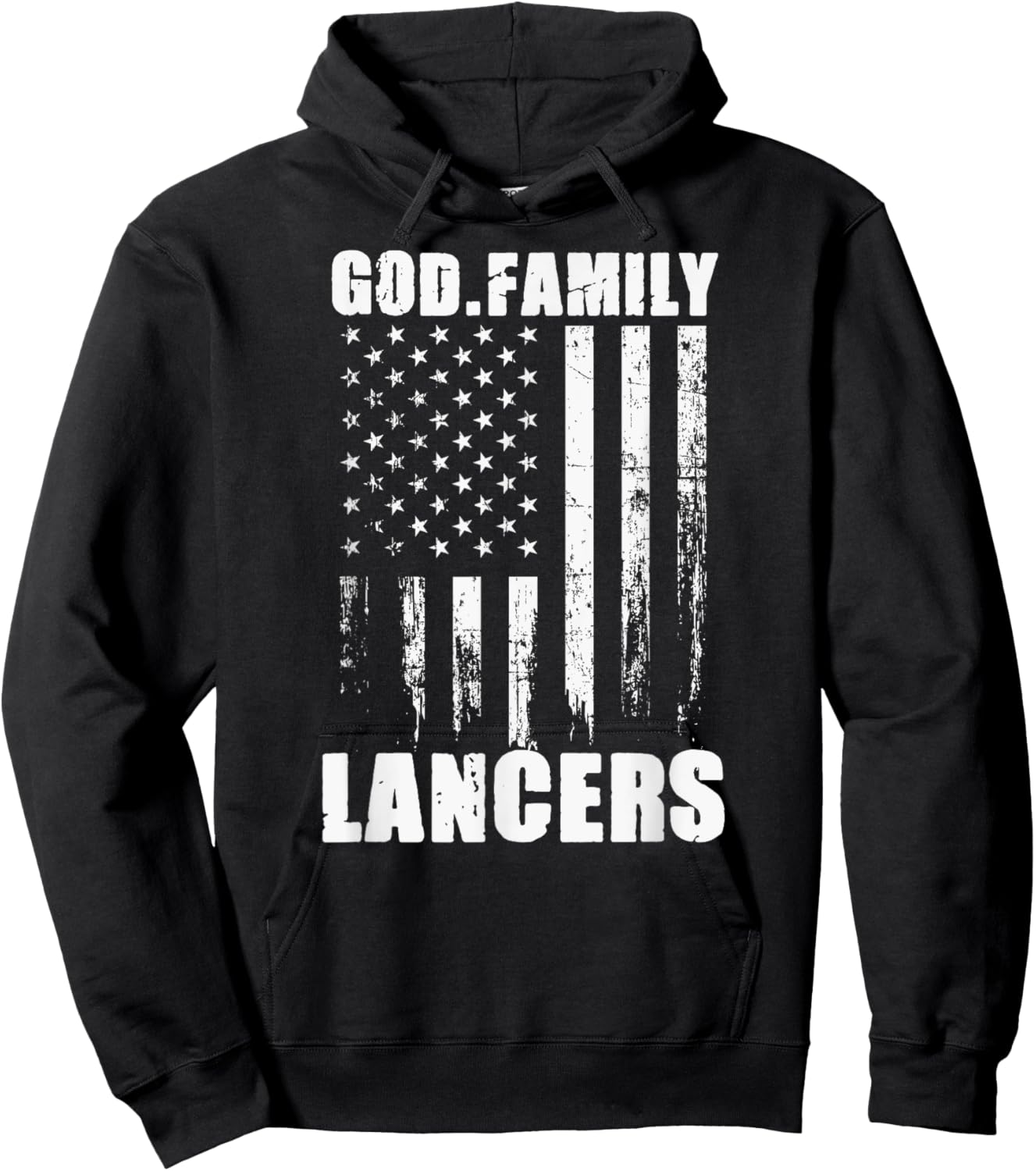 Lakewood Lancers God. Family. Vintage USA Flag Hoodie - Hoodie | Black