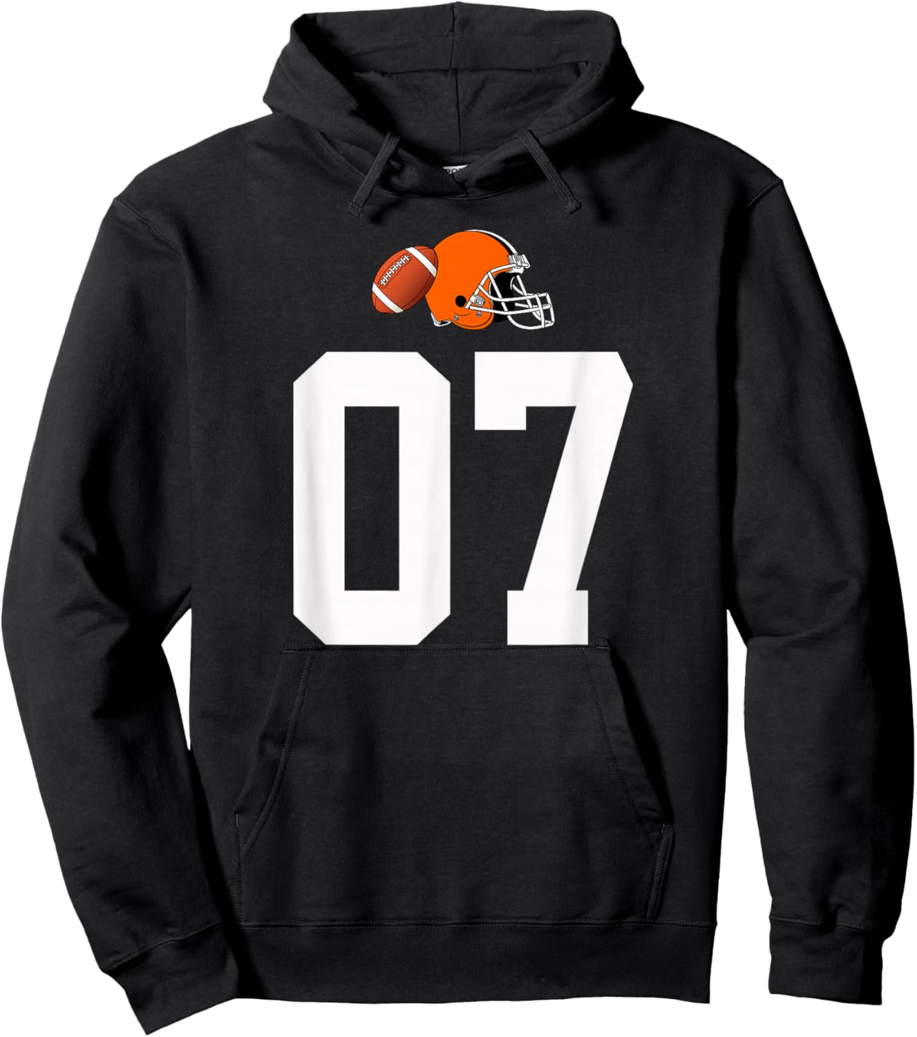 American Football Helmet Style Vintage Number 07 Hoodie - Hoodie | Black