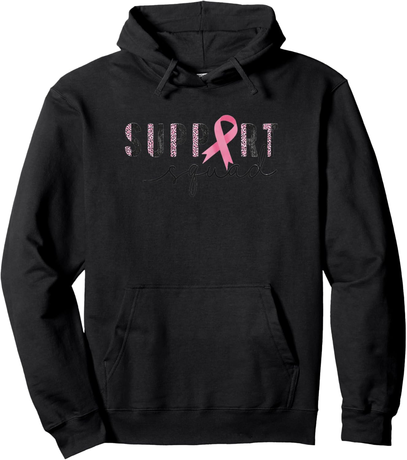 Breast Cancer Awareness Women Support Squad Hoodie - Hoodie | Black