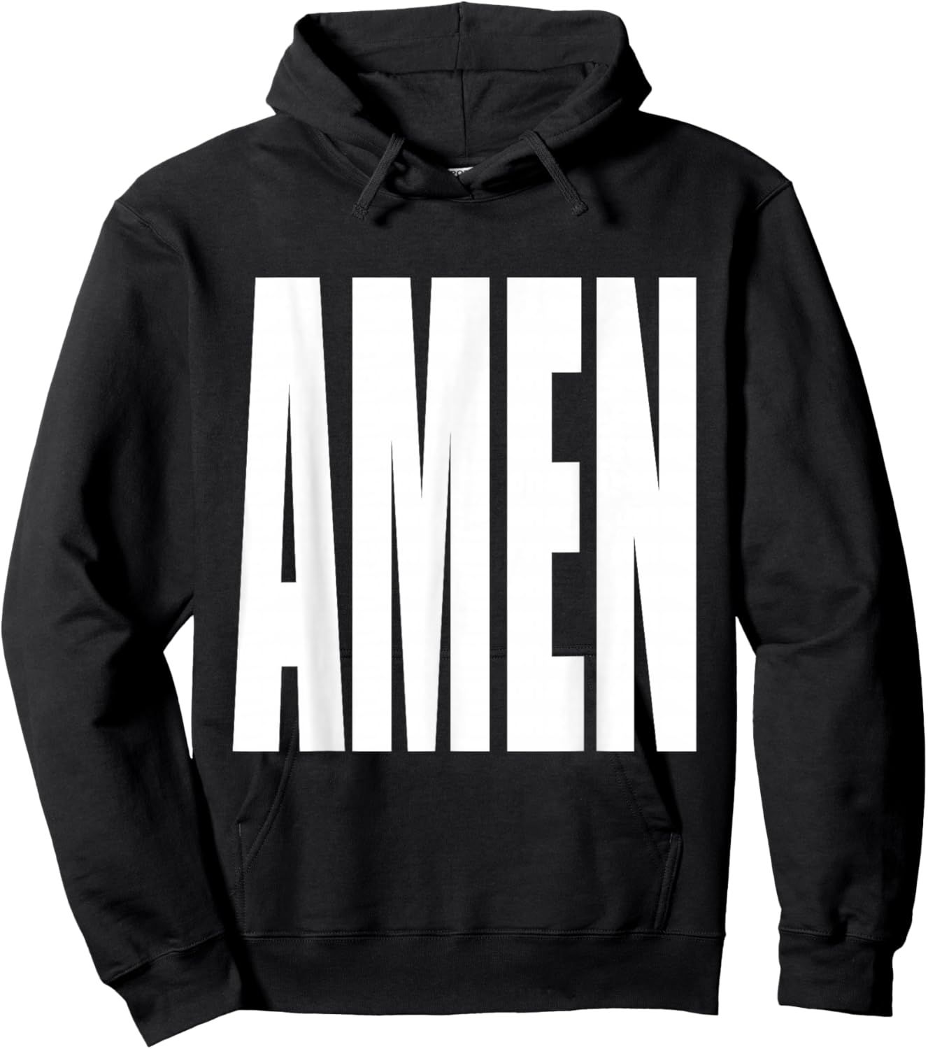 "Amen" Exclamation Saying Large Bold Letters Simple Amen Hoodie - Hoodie | Black