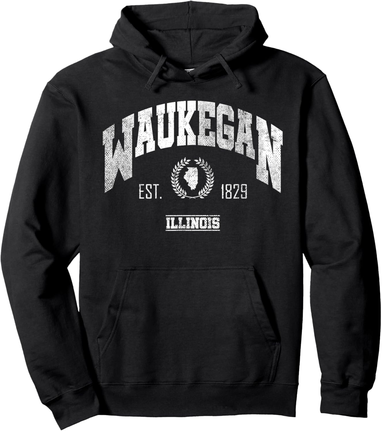 Waukegan IL | Illinois | Vintage Throwback Hoodie - Hoodie | Black