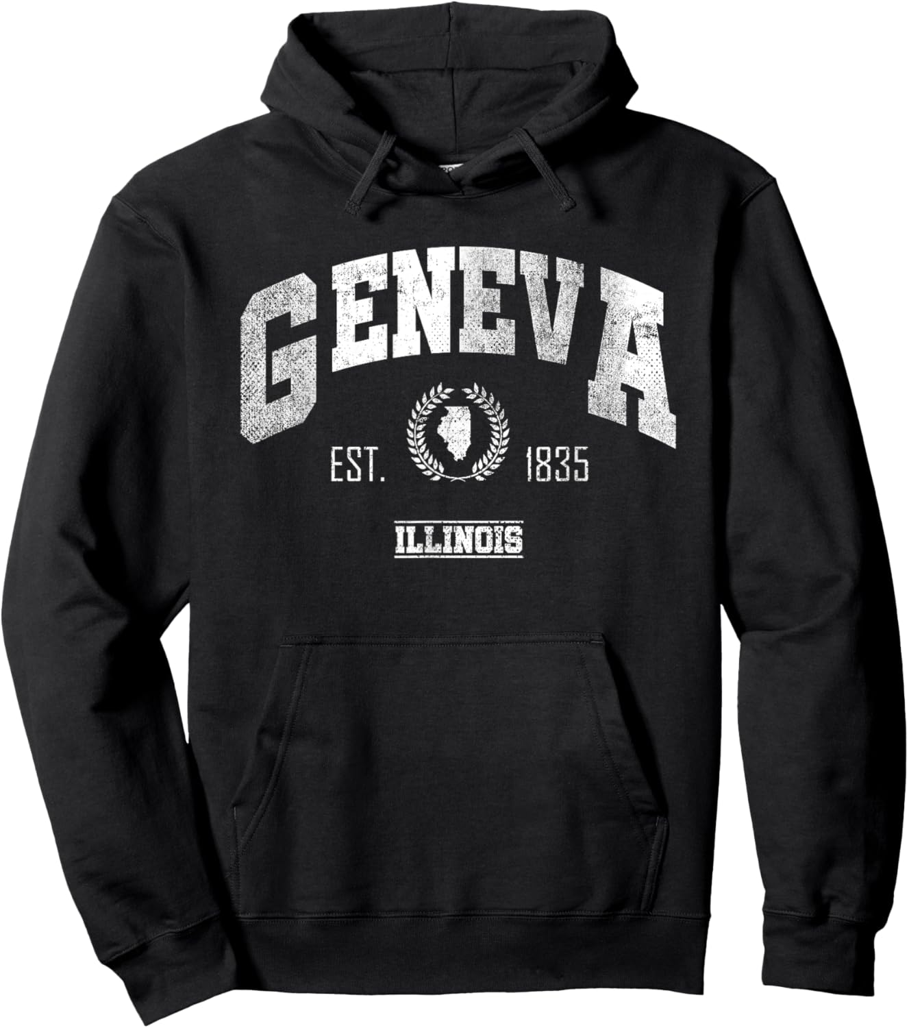 Geneva IL | Illinois | Vintage Throwback Hoodie - Hoodie | Black