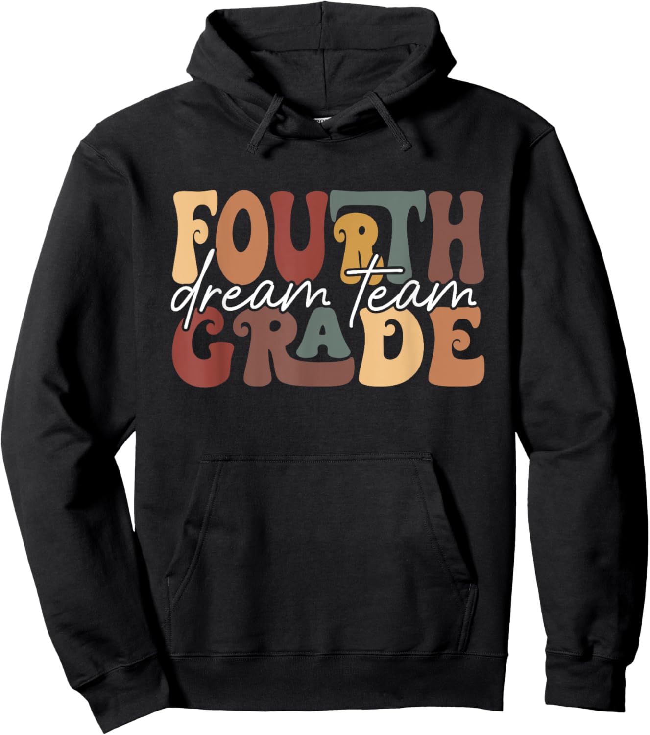 Retro fourth Grade Dream Team Groovy Teacher Back to School Hoodie - Hoodie | Black