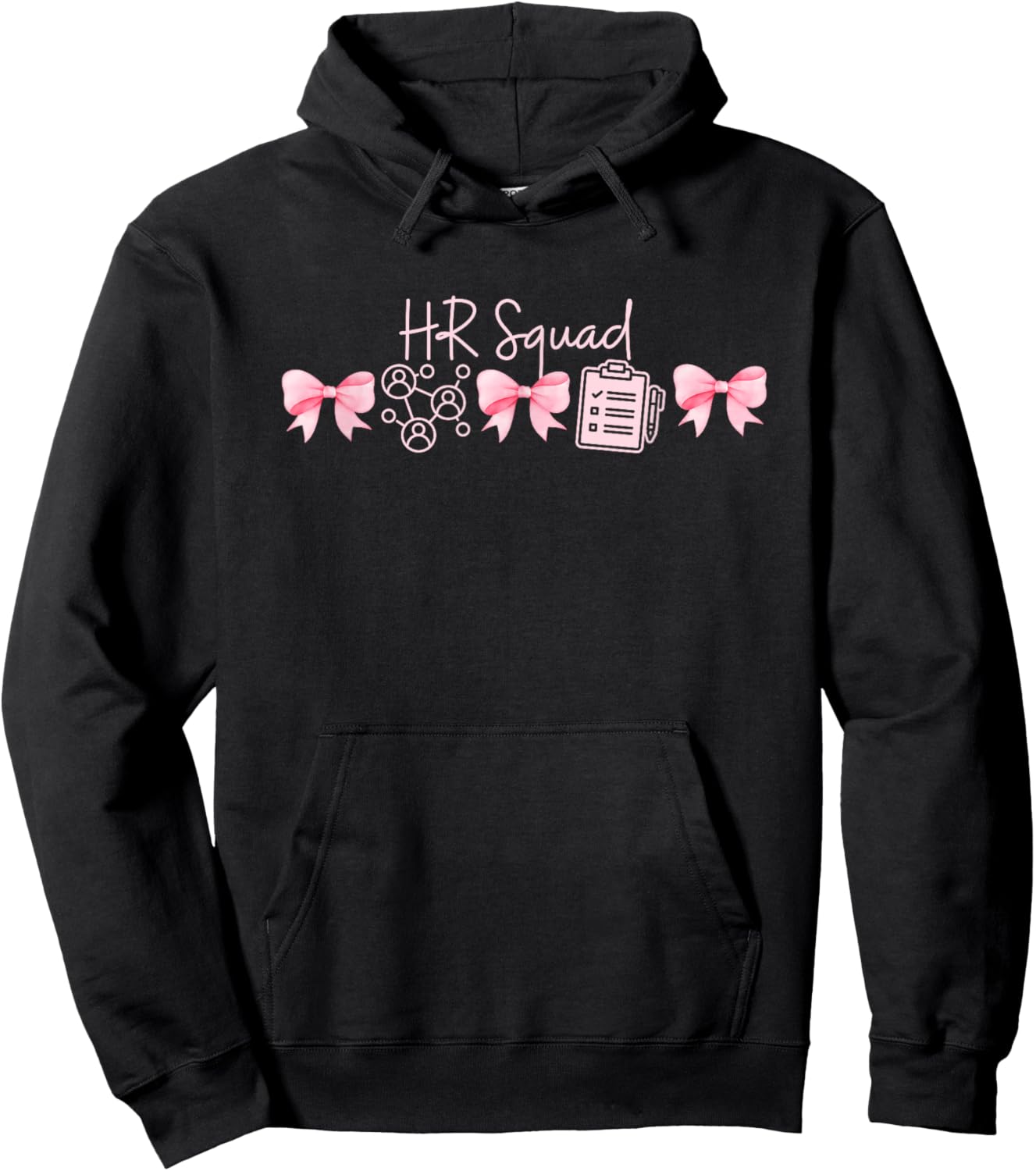 Coquette Human Resources HR Squad Pink Bows Clipboard Hoodie - Hoodie | Black
