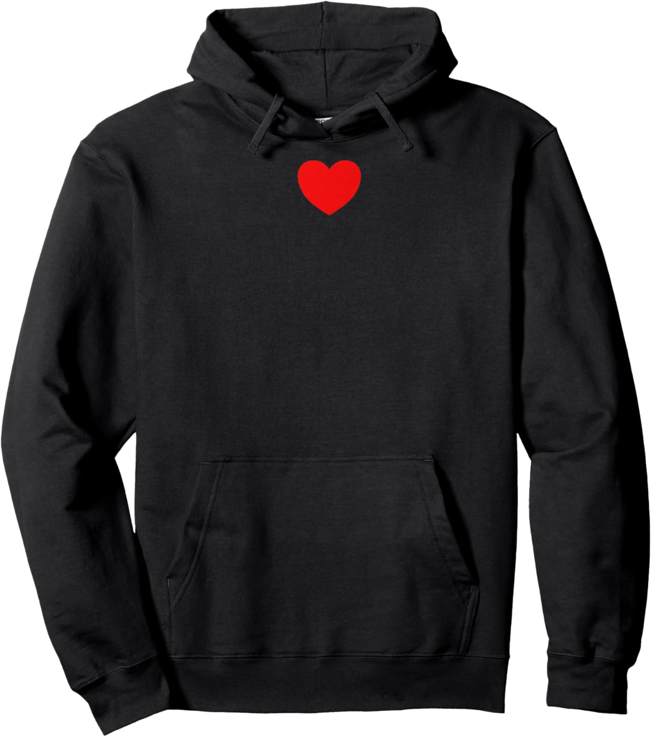 Small Red Heart Middle Trendy Simple Heart Hoodie - Hoodie | Black