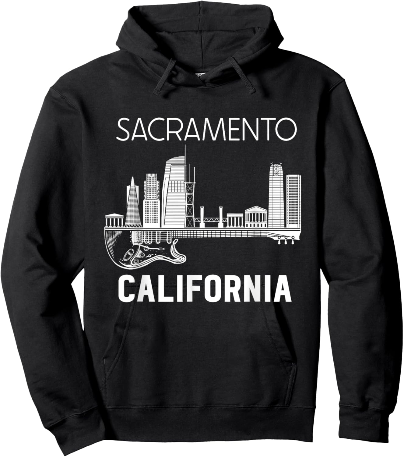 Sacramento California Skyline Music Sacramento Souvenir Hoodie - Hoodie | Black